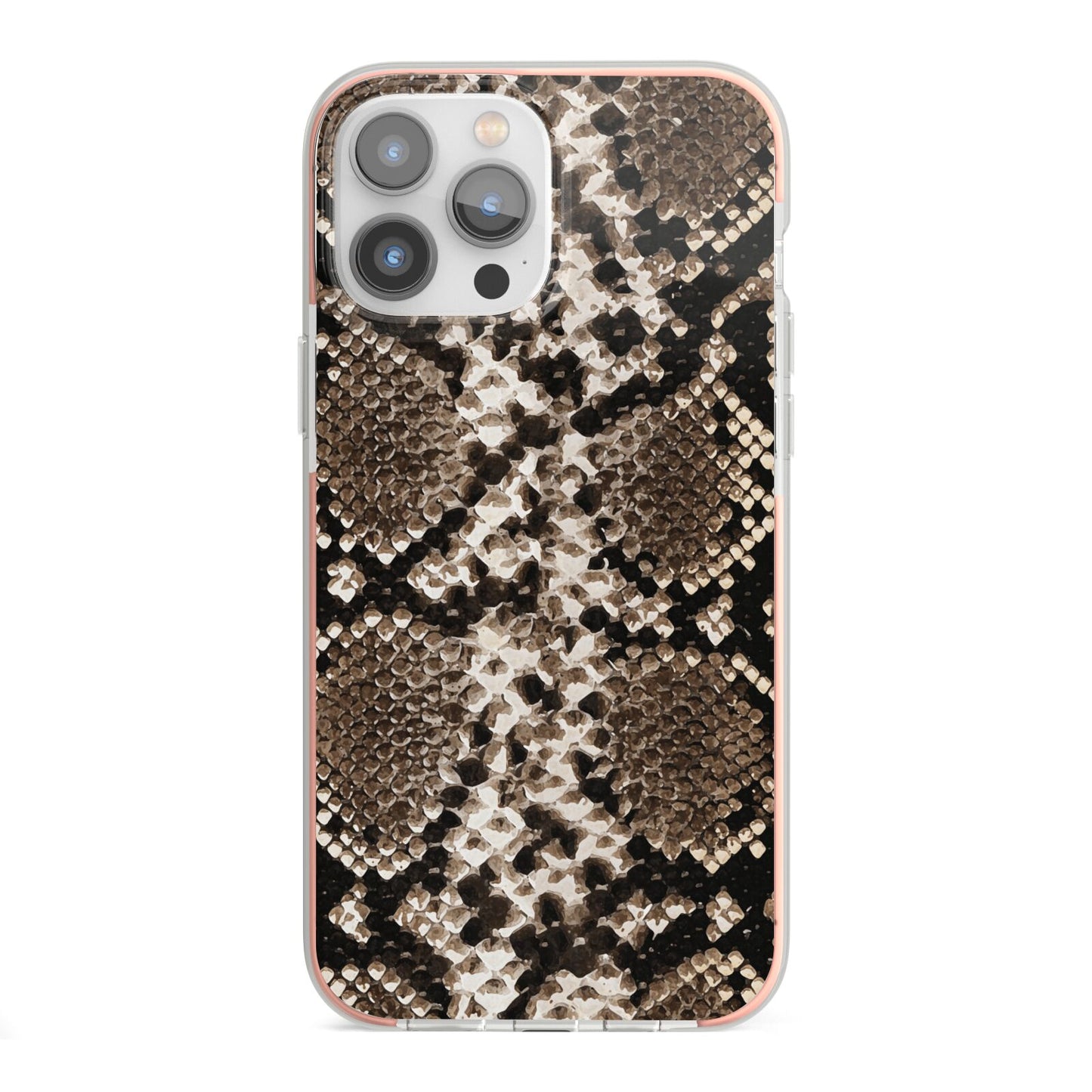 Snakeskin Pattern iPhone 13 Pro Max TPU Impact Case with Pink Edges