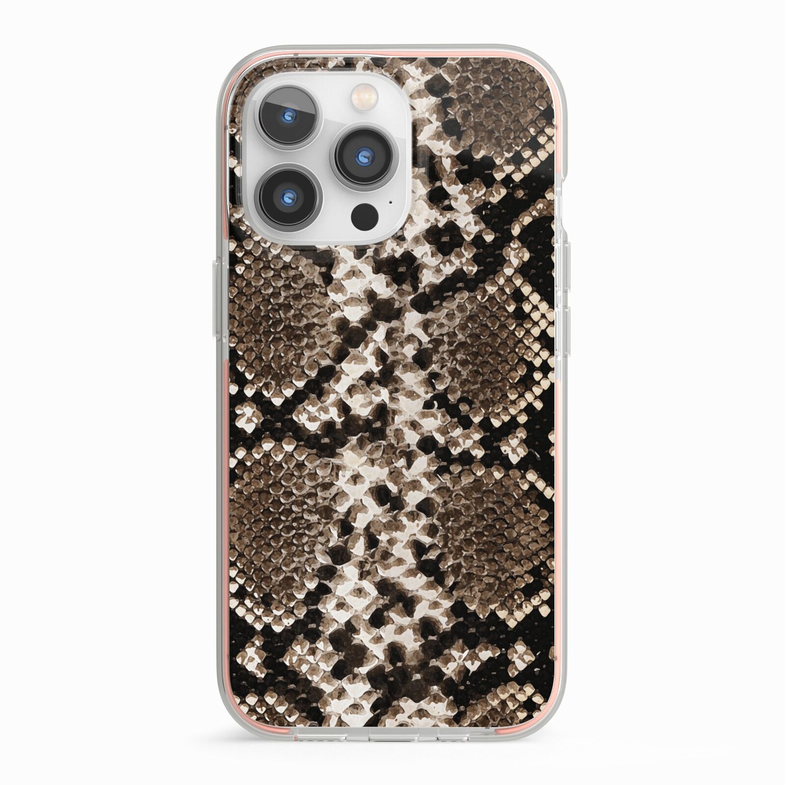 Snakeskin Pattern iPhone 13 Pro TPU Impact Case with Pink Edges