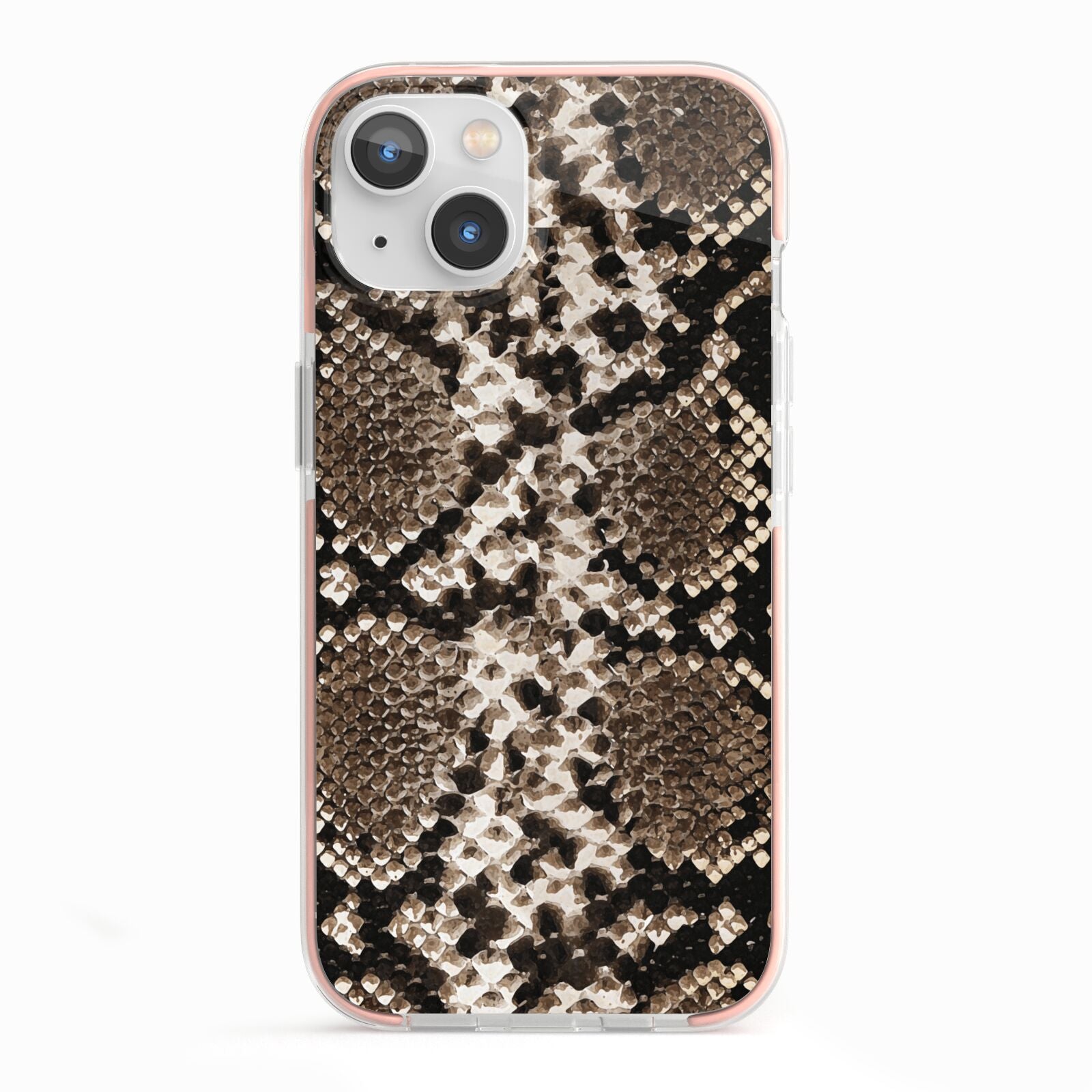 Snakeskin Pattern iPhone 13 TPU Impact Case with Pink Edges