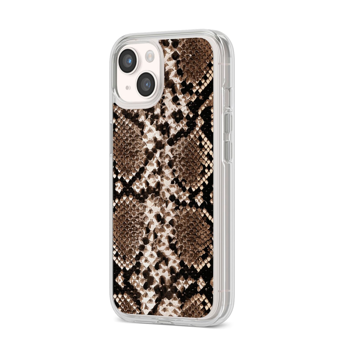 Snakeskin Pattern iPhone 14 Clear Tough Case Starlight Angled Image