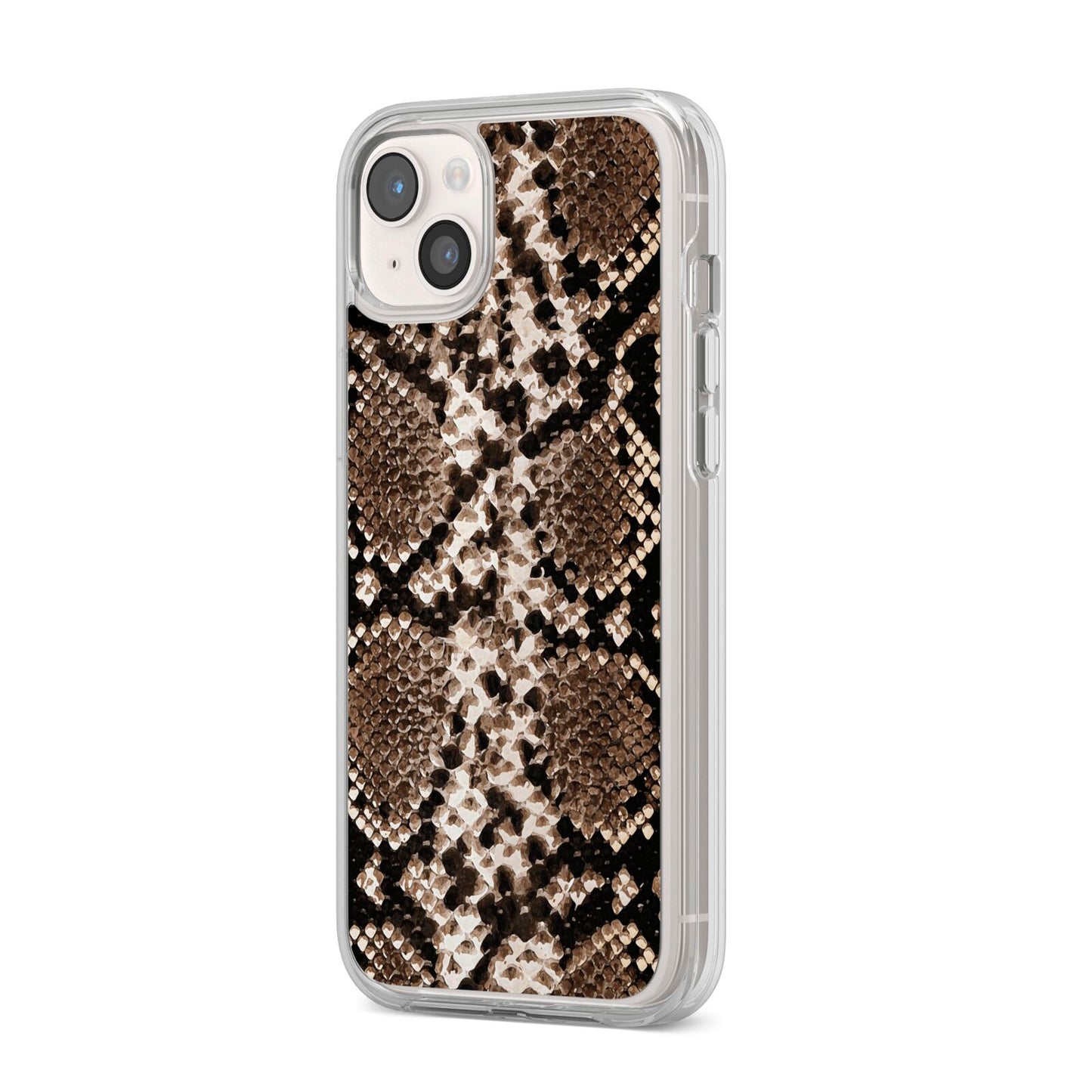 Snakeskin Pattern iPhone 14 Plus Clear Tough Case Starlight Angled Image