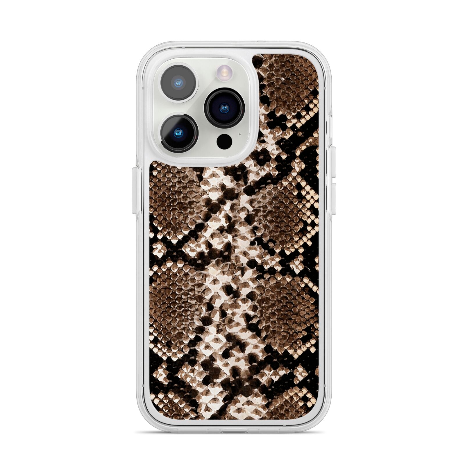 Snakeskin Pattern iPhone 14 Pro Clear Tough Case Silver