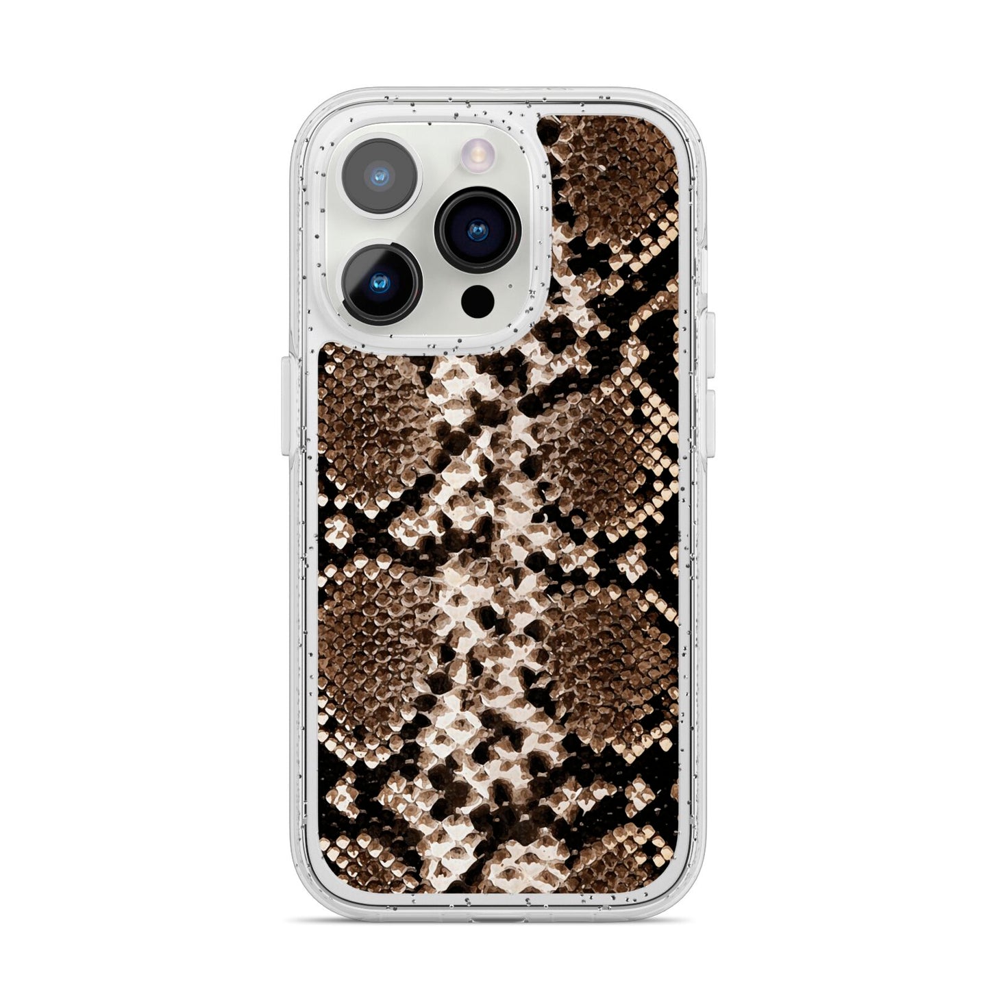 Snakeskin Pattern iPhone 14 Pro Glitter Tough Case Silver