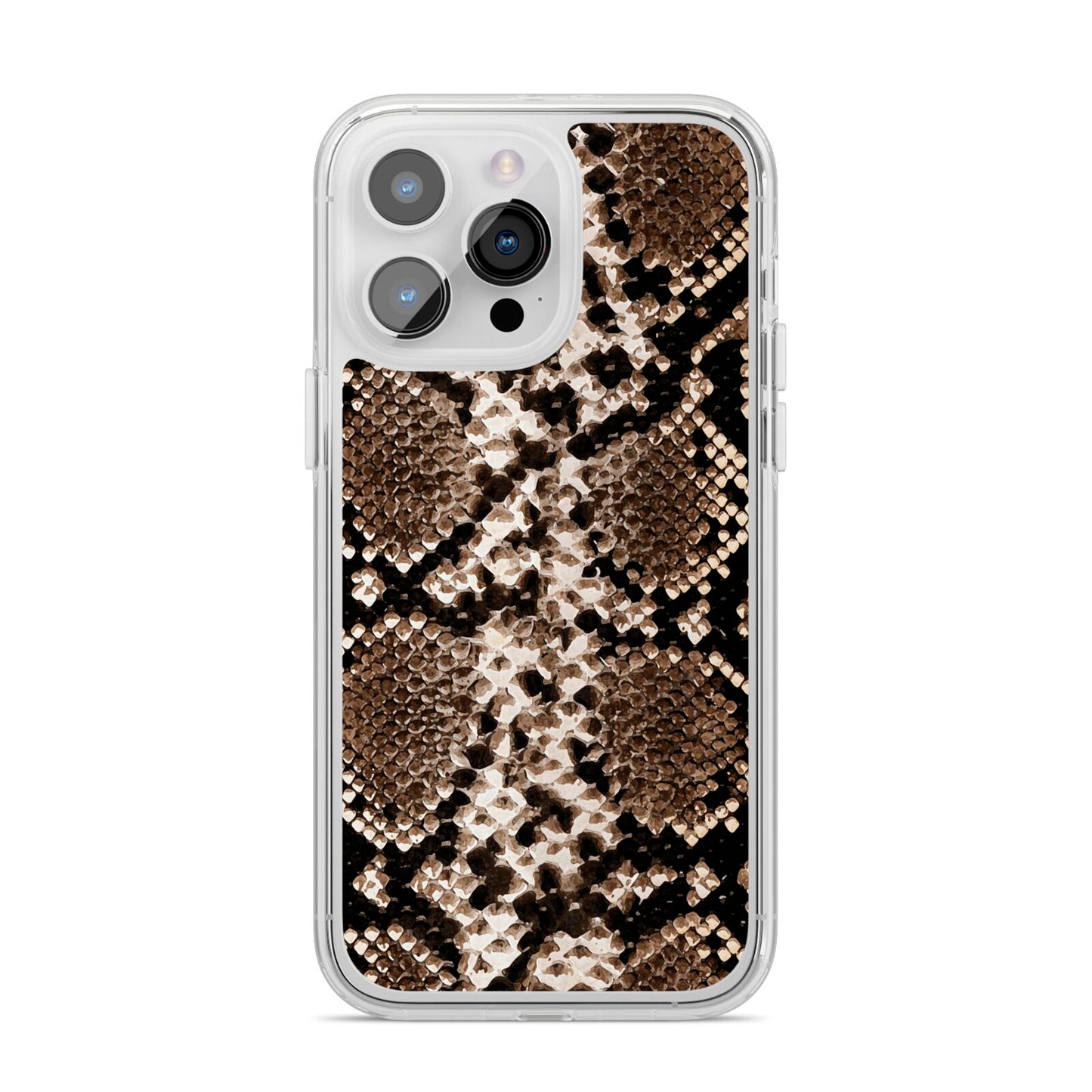 Snakeskin Pattern iPhone 14 Pro Max Clear Tough Case Silver