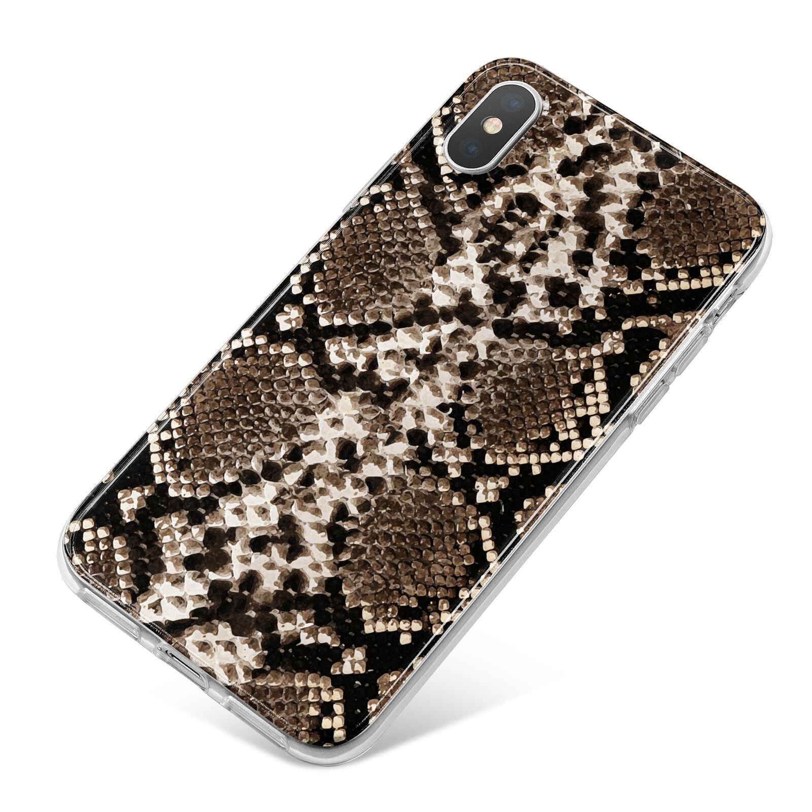 Snakeskin Pattern iPhone X Bumper Case on Silver iPhone