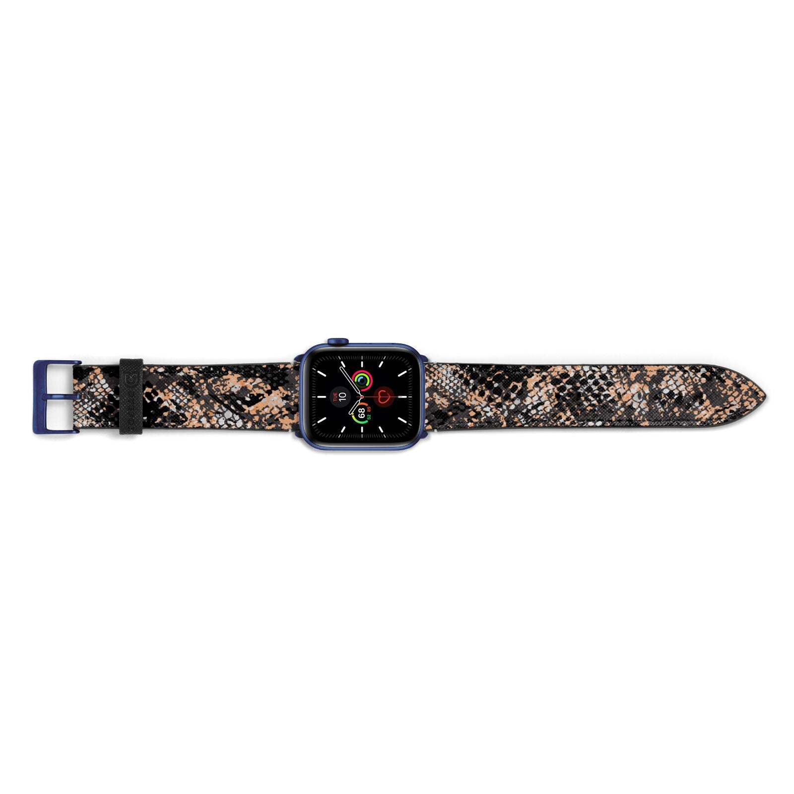 Snakeskin Print Apple Watch Strap Landscape Image Blue Hardware