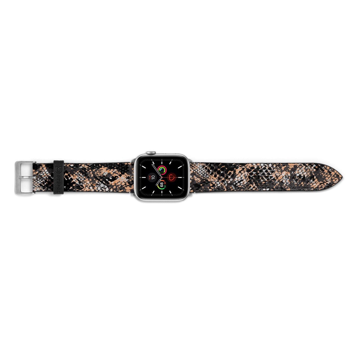 Snakeskin Print Apple Watch Strap Landscape Image Silver Hardware