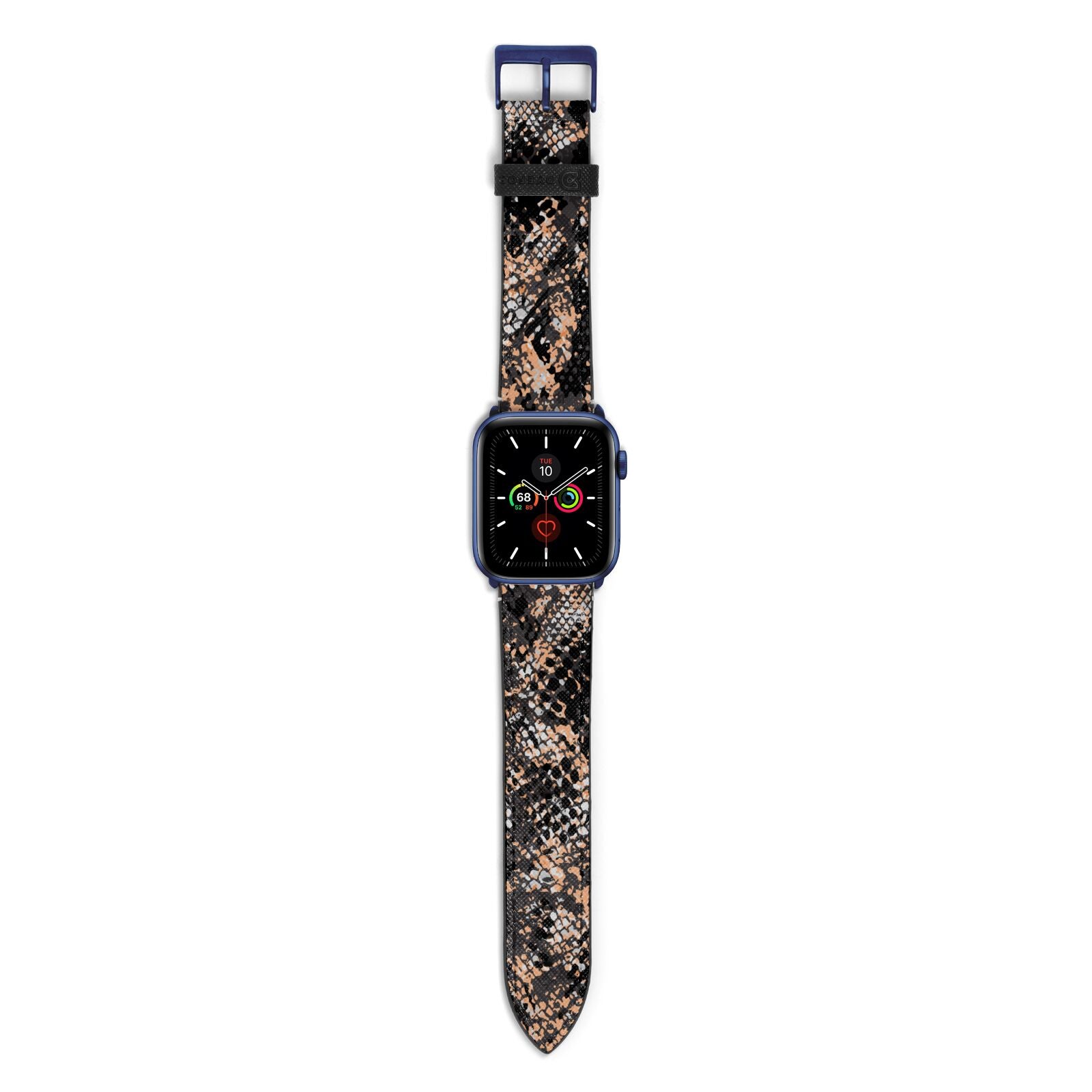 Snakeskin Print Apple Watch Strap with Blue Hardware