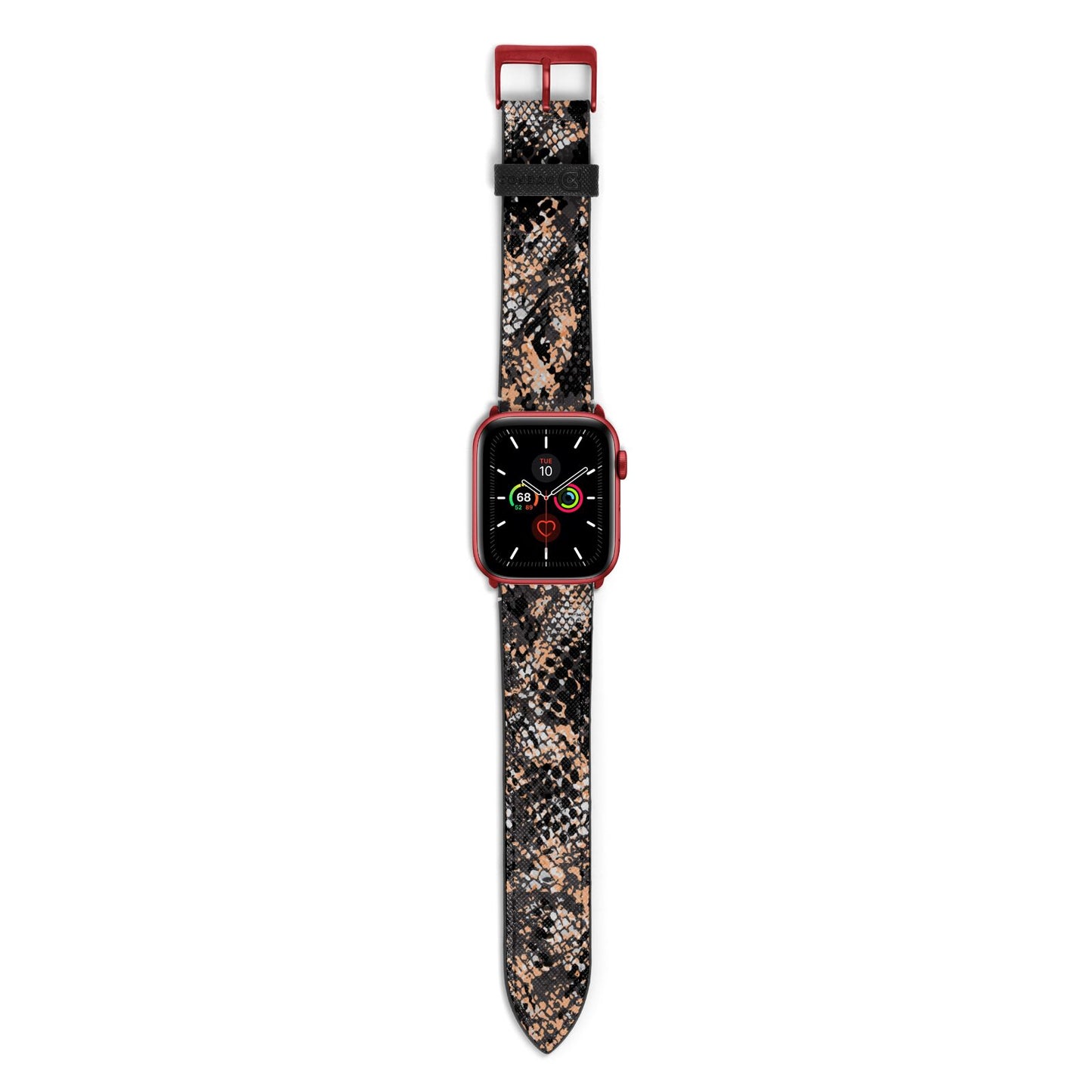 Snakeskin Print Apple Watch Strap with Red Hardware