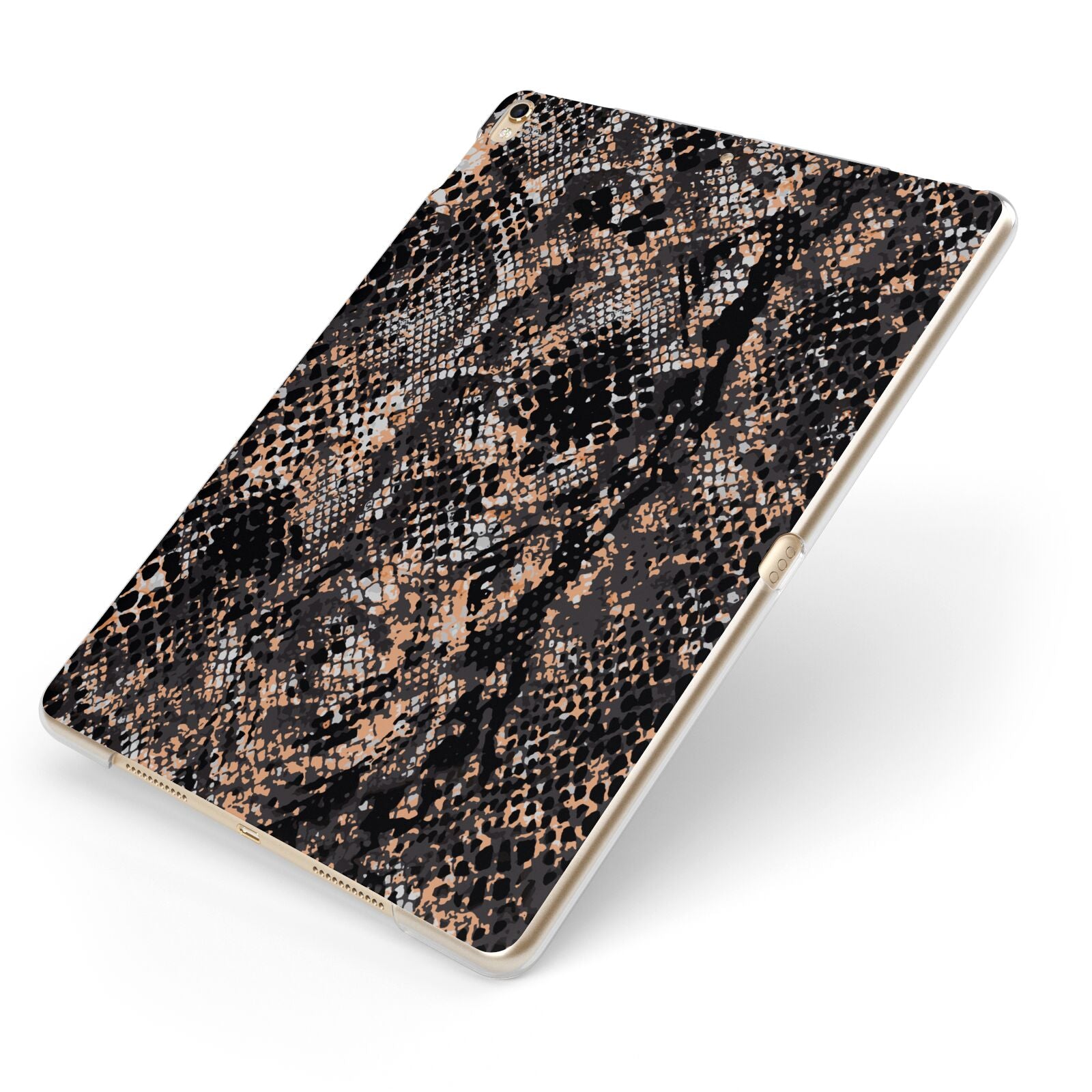 Snakeskin Print Apple iPad Case on Gold iPad Side View