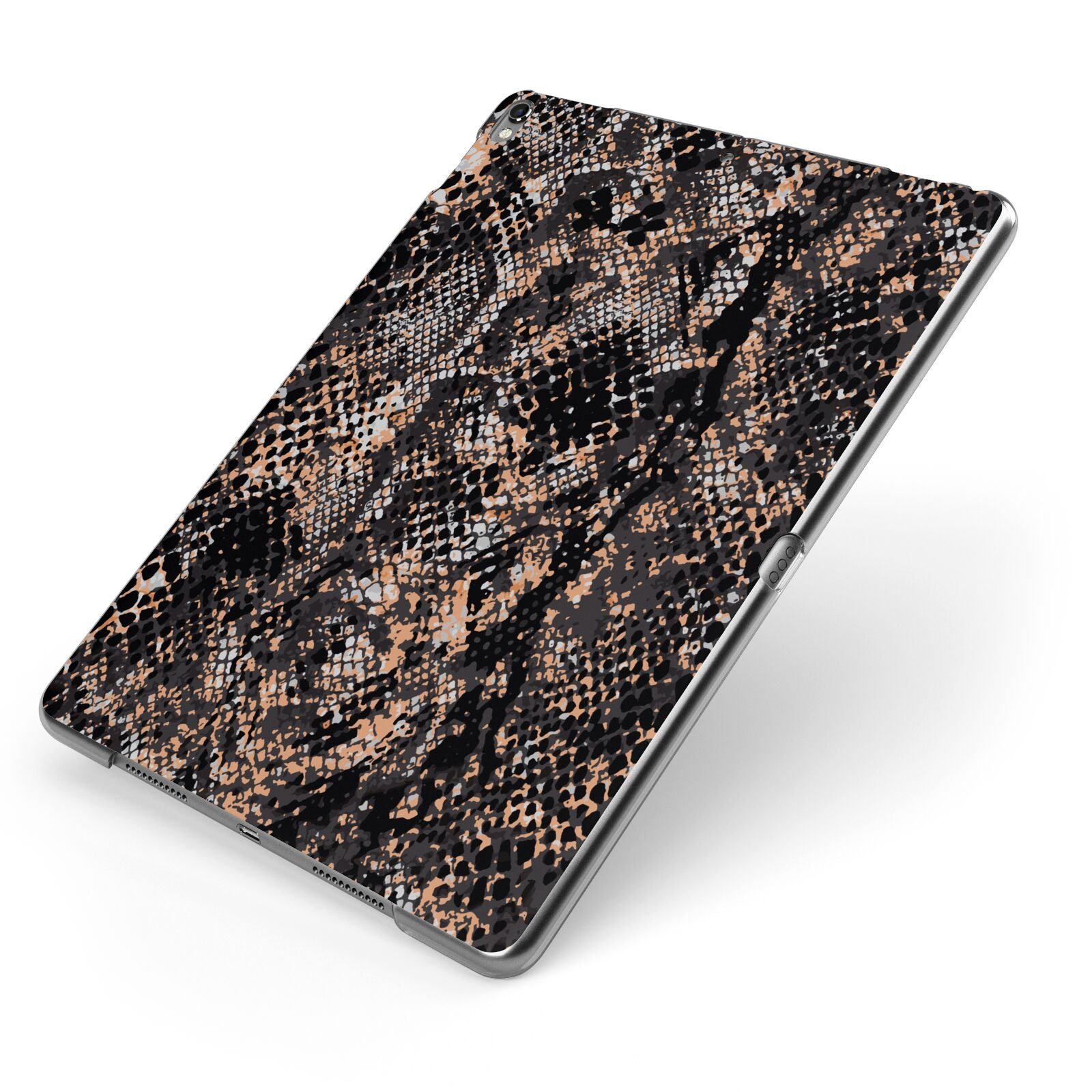 Snakeskin Print Apple iPad Case on Grey iPad Side View