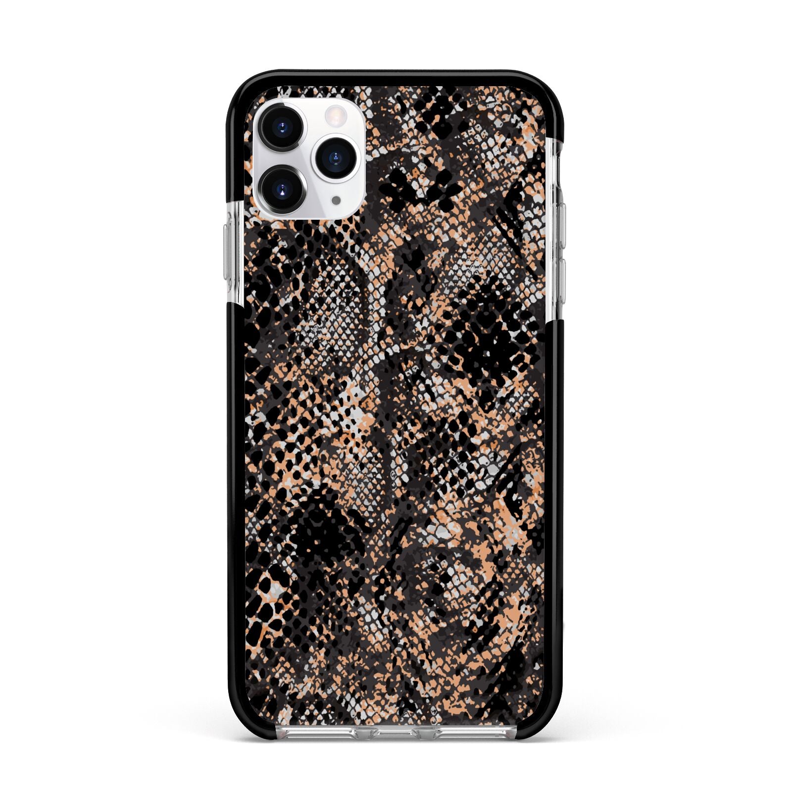 Snakeskin Print Apple iPhone 11 Pro Max in Silver with Black Impact Case