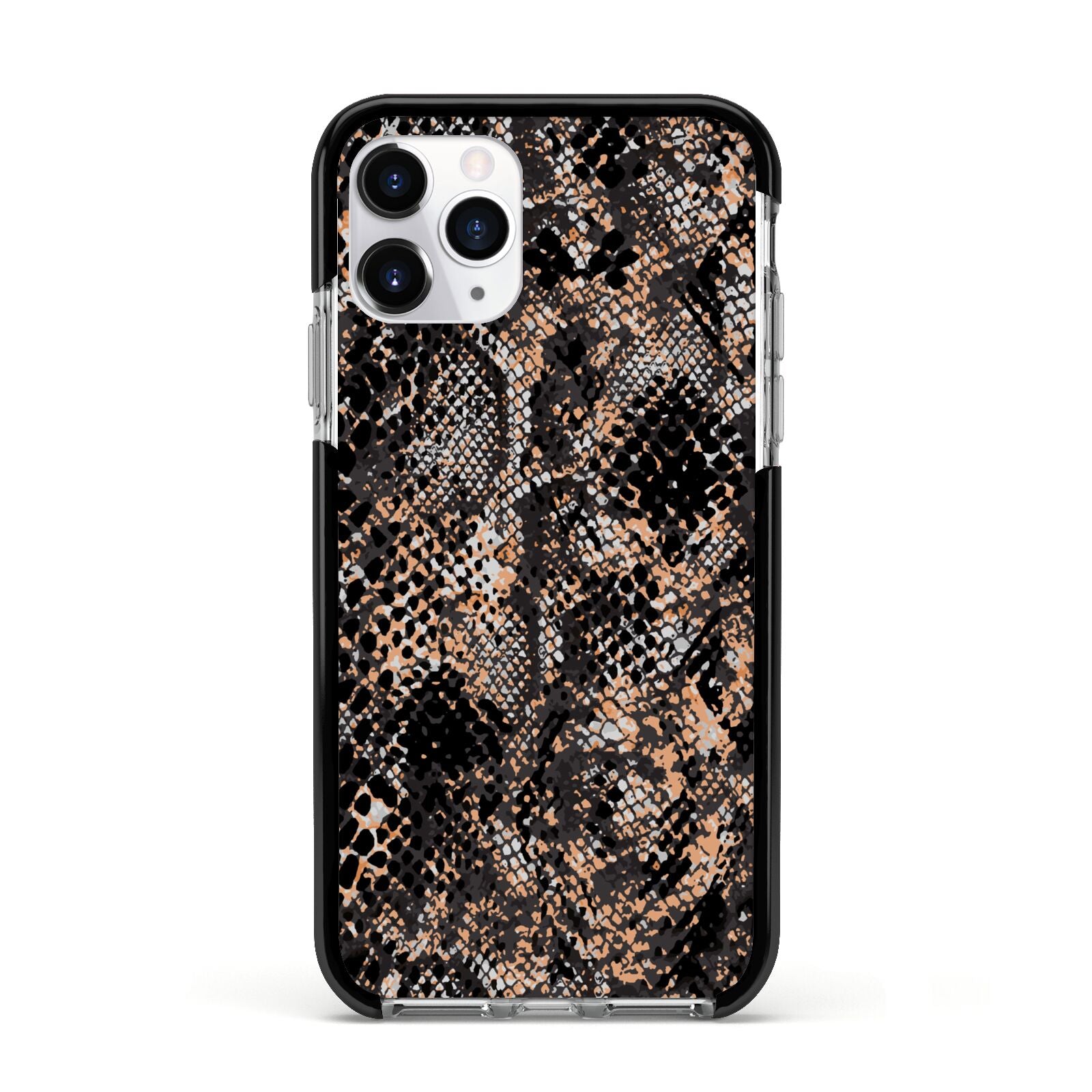 Snakeskin Print Apple iPhone 11 Pro in Silver with Black Impact Case