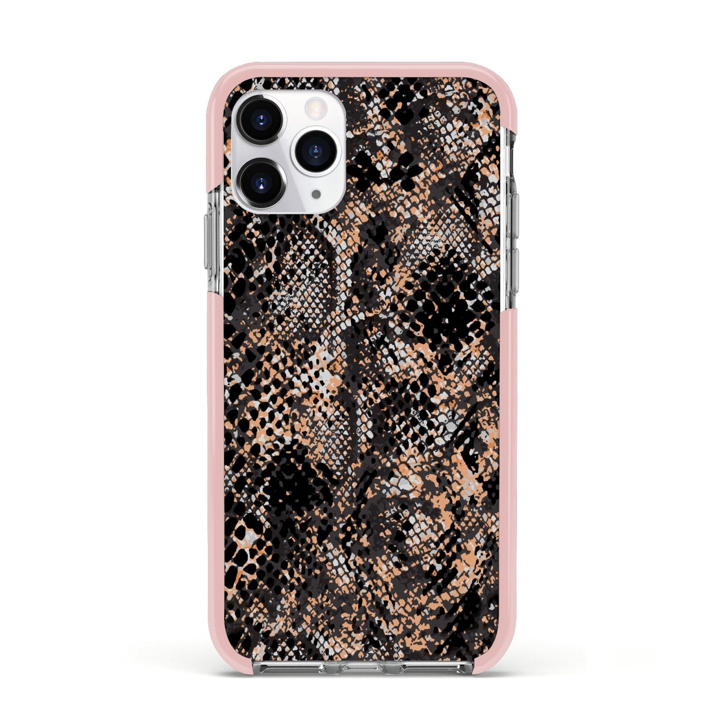 Snakeskin Print Apple iPhone 11 Pro in Silver with Pink Impact Case