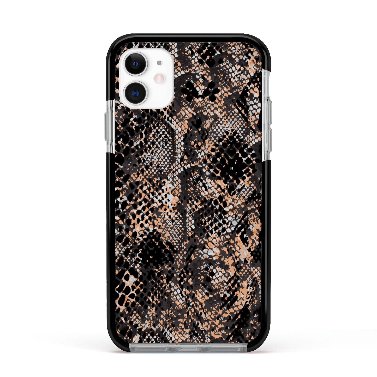 Snakeskin Print Apple iPhone 11 in White with Black Impact Case