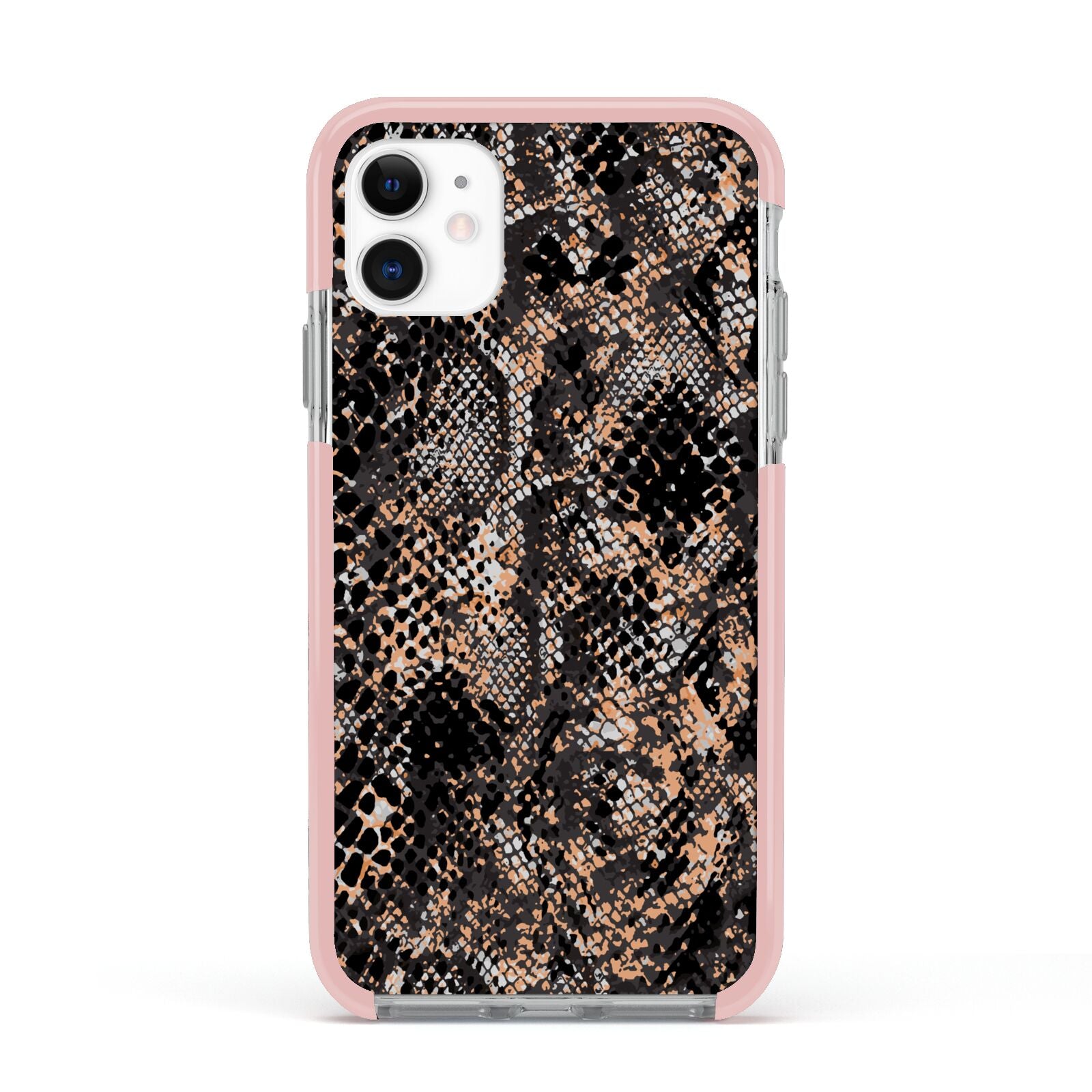 Snakeskin Print Apple iPhone 11 in White with Pink Impact Case