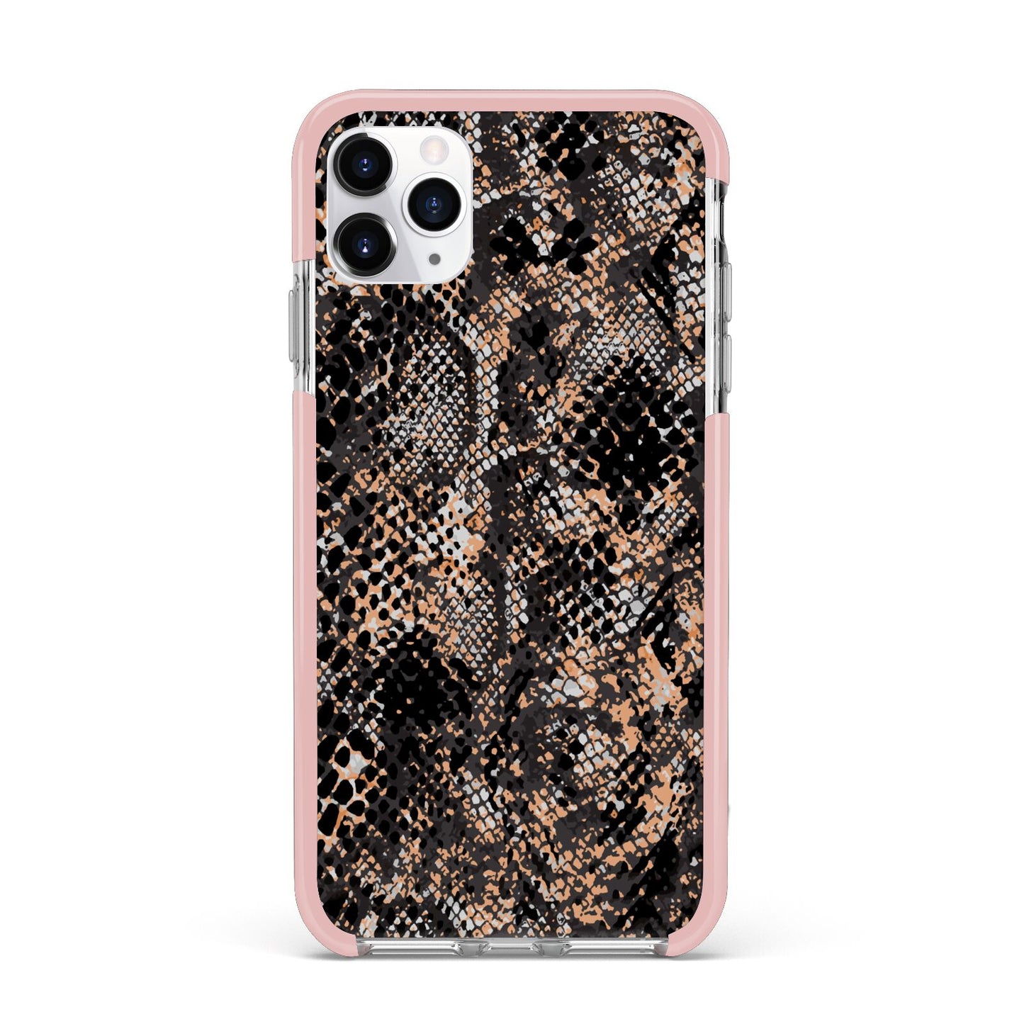 Snakeskin Print iPhone 11 Pro Max Impact Pink Edge Case