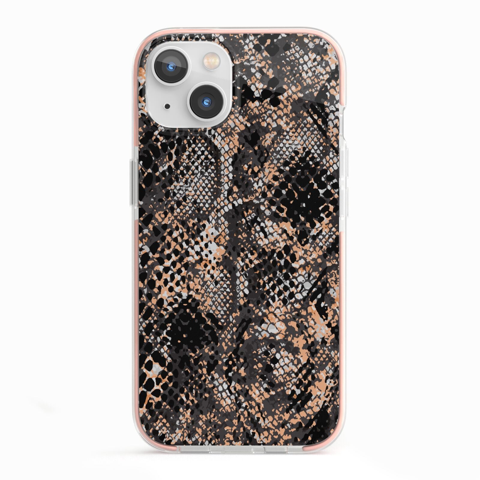 Snakeskin Print iPhone 13 TPU Impact Case with Pink Edges