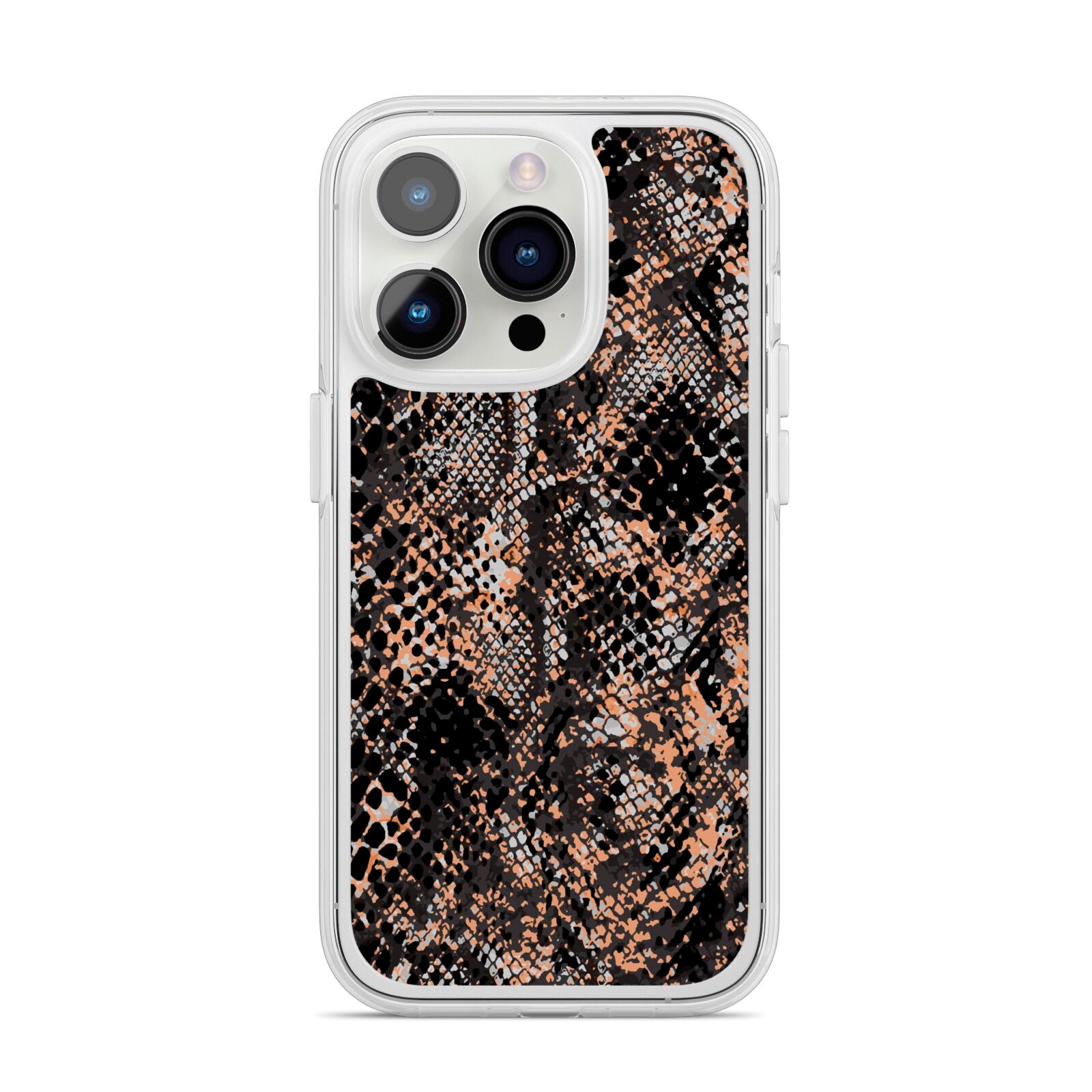 Snakeskin Print iPhone 14 Pro Clear Tough Case Silver