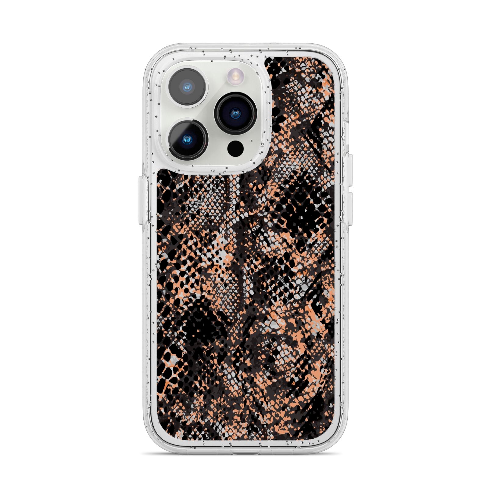 Snakeskin Print iPhone 14 Pro Glitter Tough Case Silver