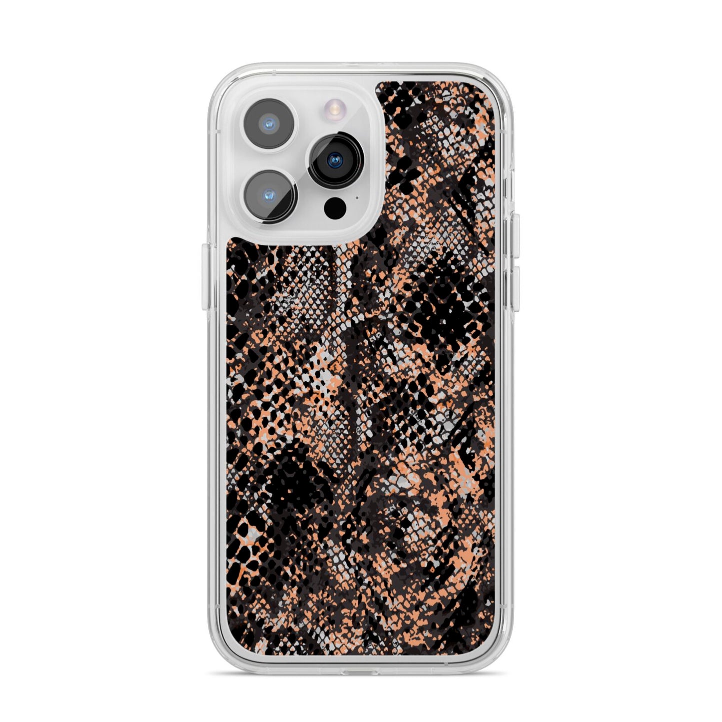 Snakeskin Print iPhone 14 Pro Max Clear Tough Case Silver