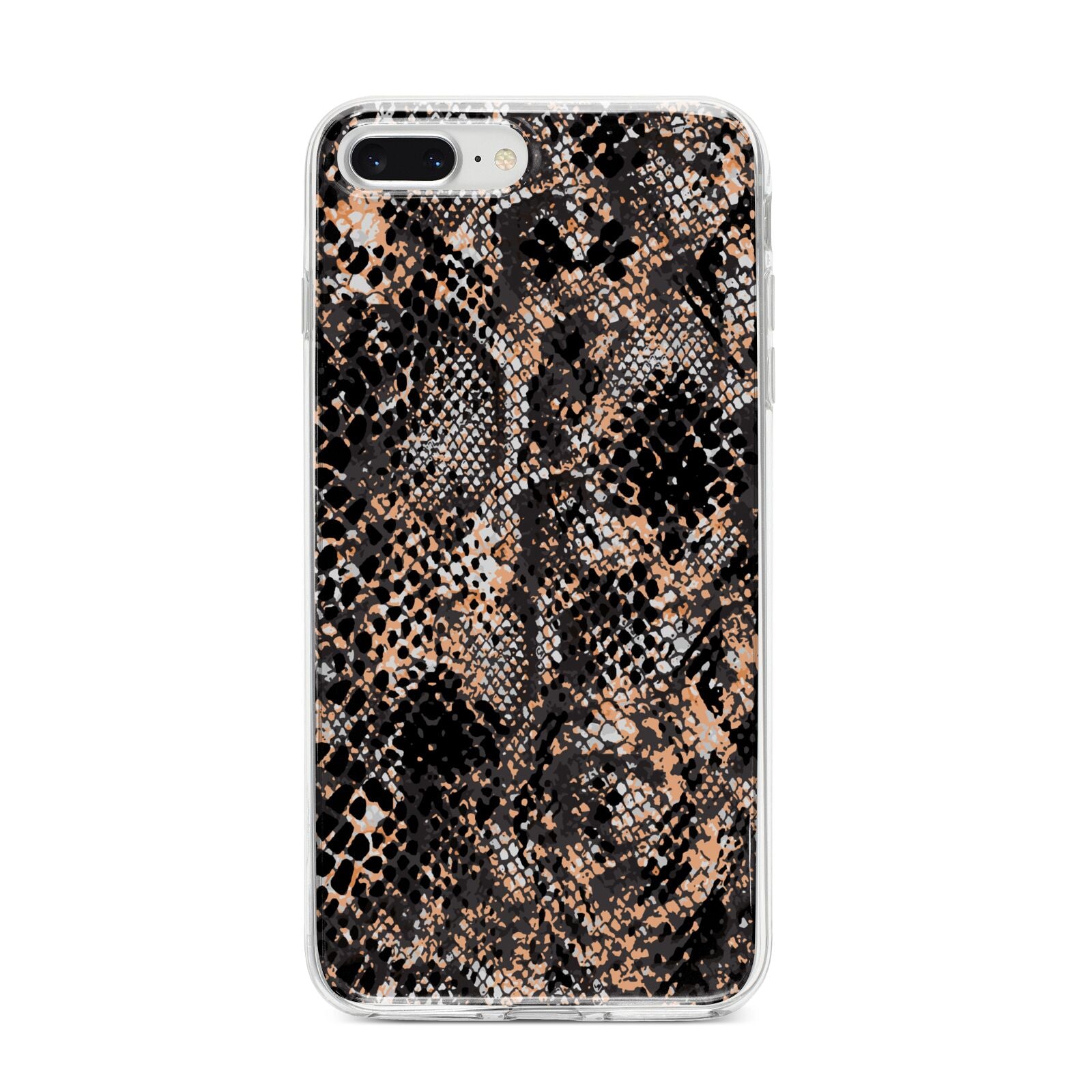 Snakeskin Print iPhone 8 Plus Bumper Case on Silver iPhone