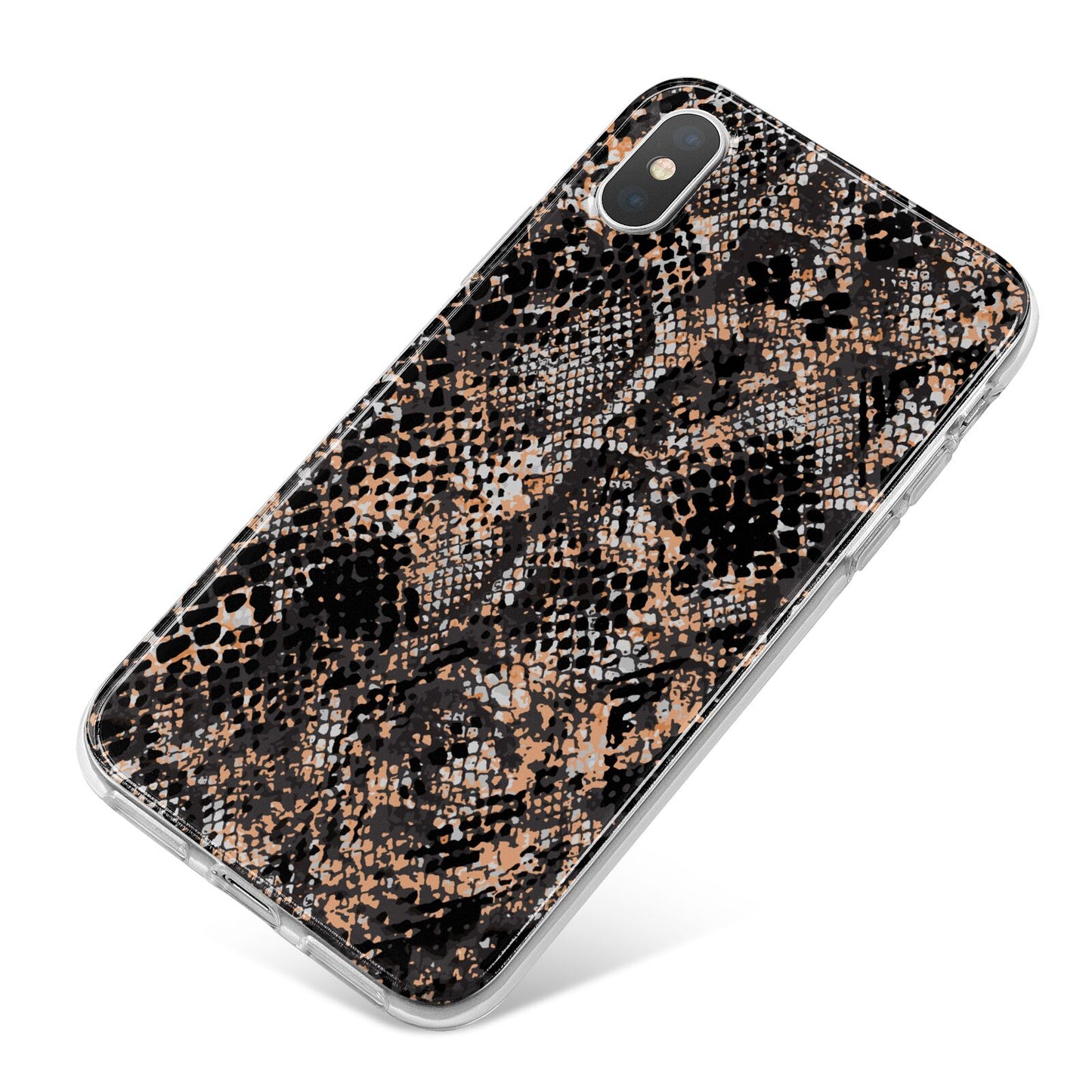 Snakeskin Print iPhone X Bumper Case on Silver iPhone