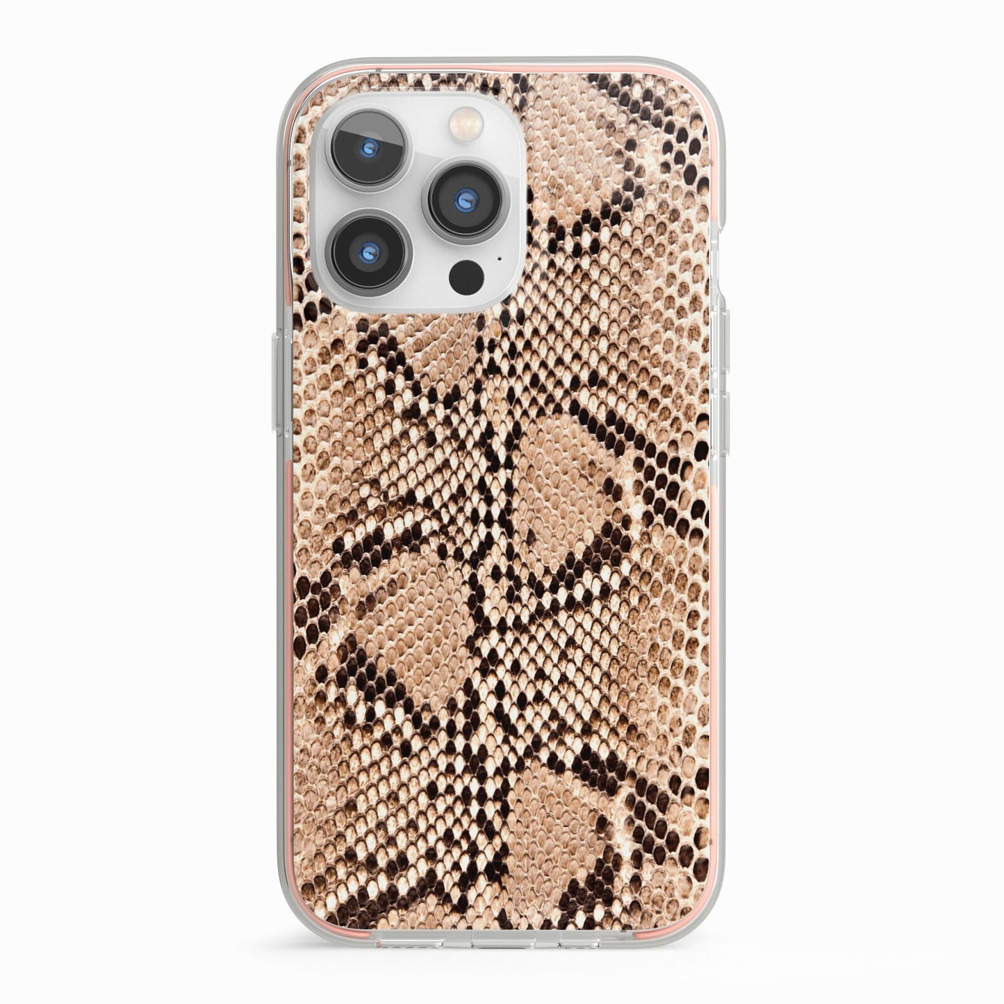 Snakeskin iPhone 13 Pro TPU Impact Case with Pink Edges