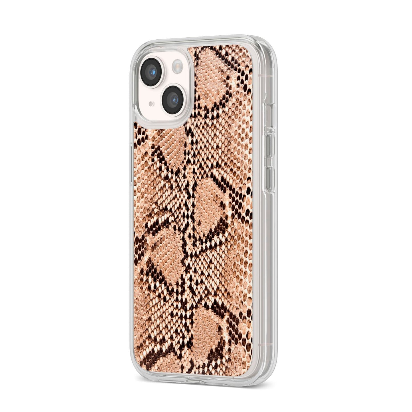 Snakeskin iPhone 14 Clear Tough Case Starlight Angled Image