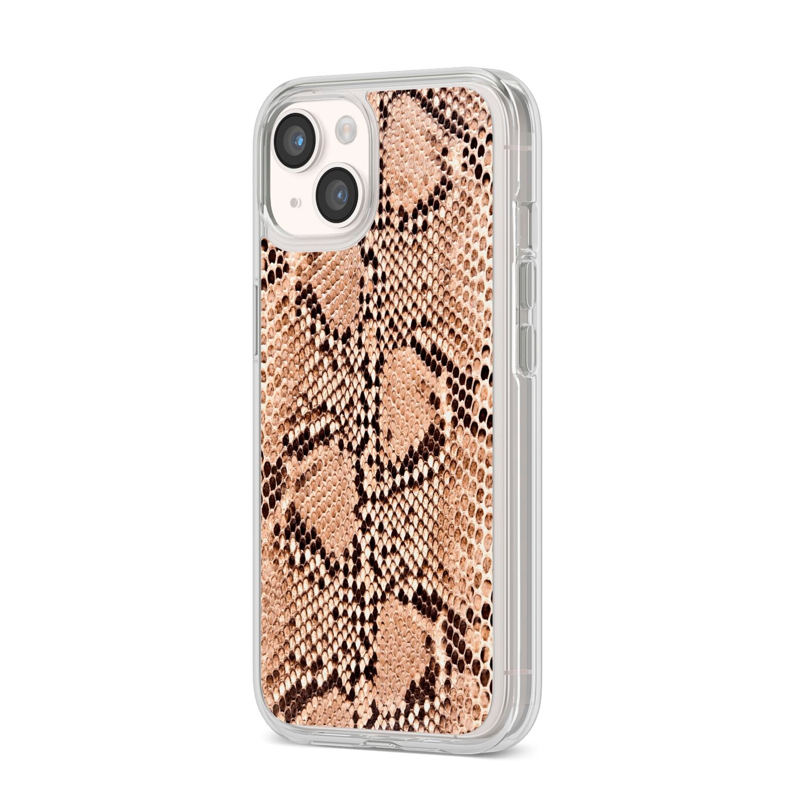 Snakeskin iPhone 14 Clear Tough Case Starlight Angled Image