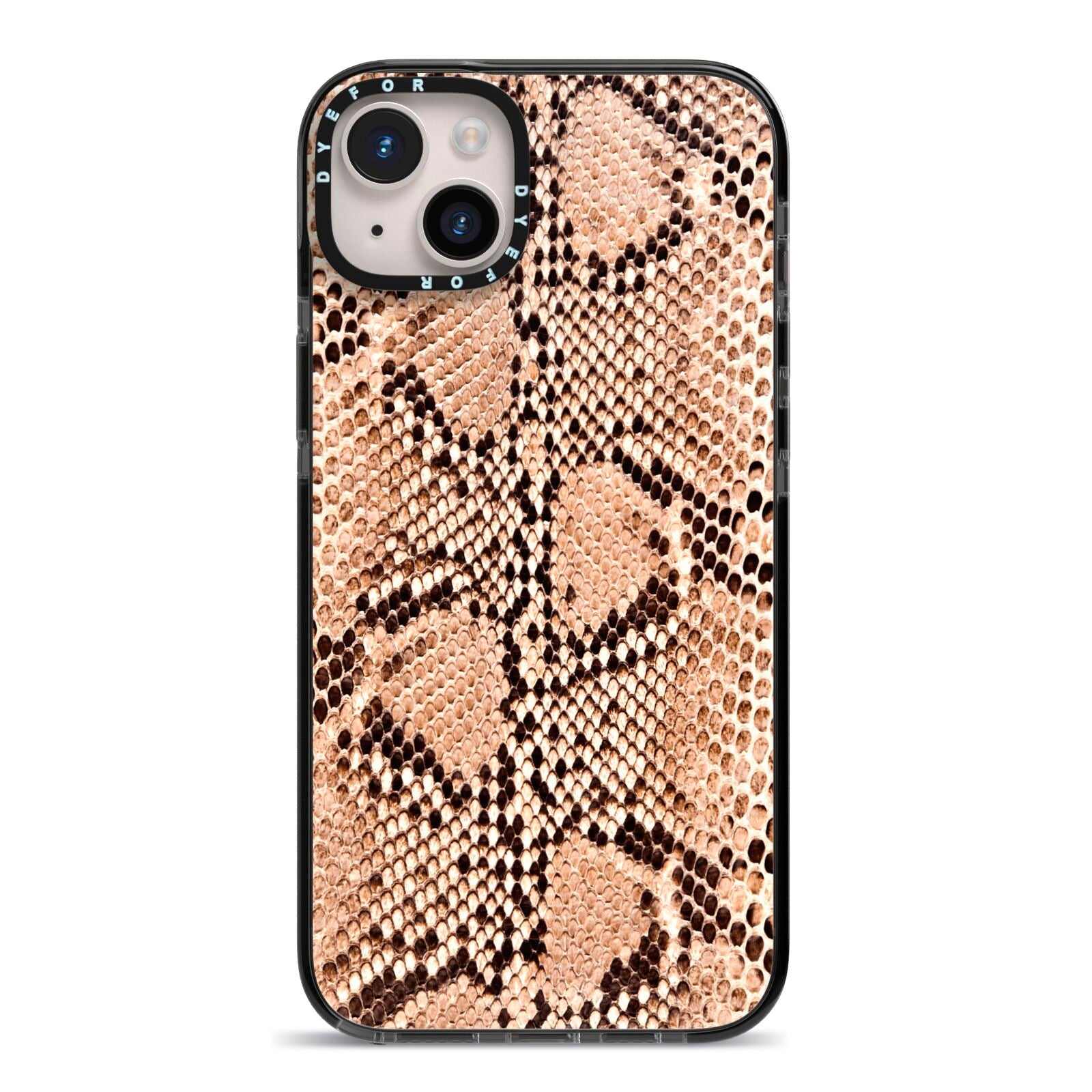 Snakeskin iPhone 14 Plus Black Impact Case on Silver phone