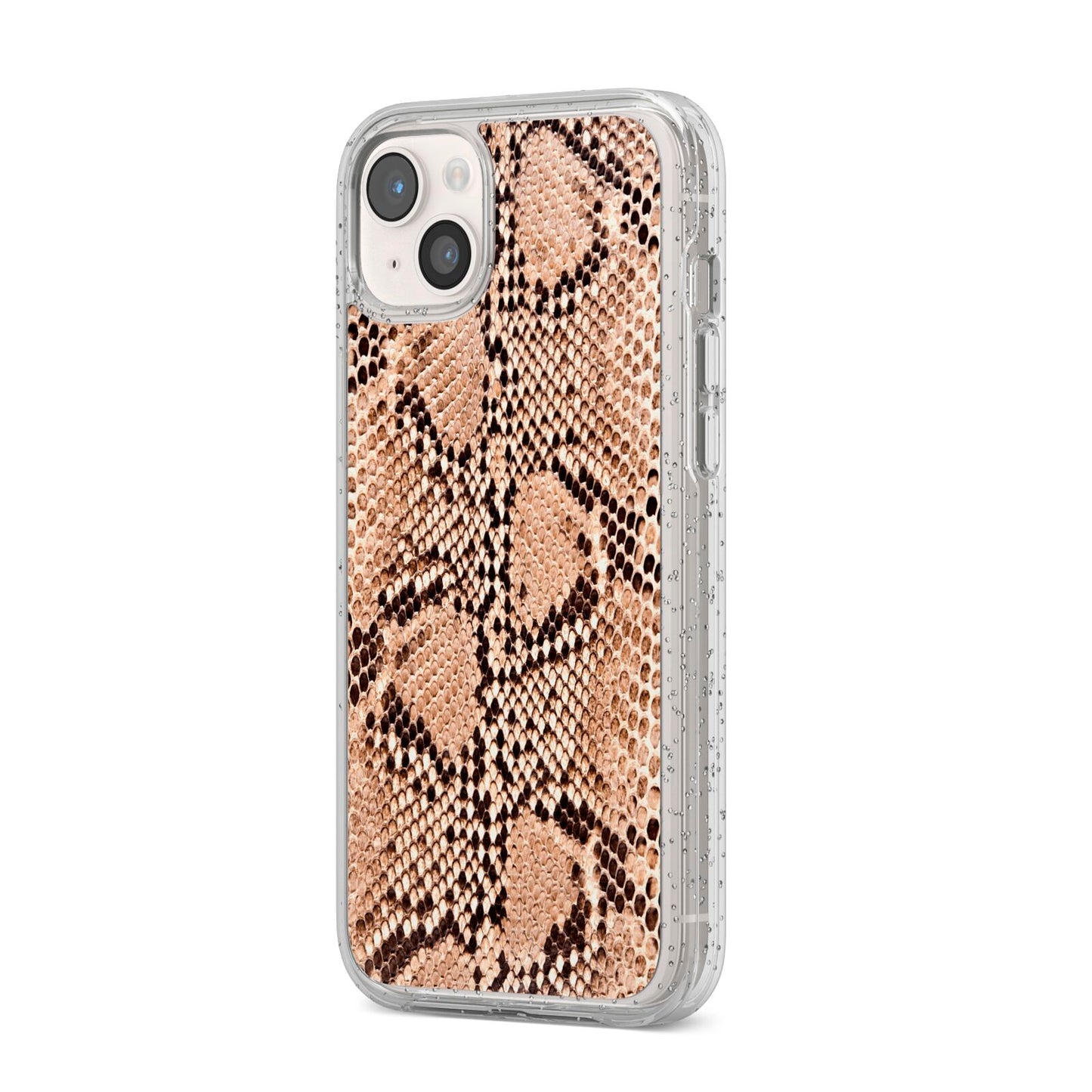 Snakeskin iPhone 14 Plus Glitter Tough Case Starlight Angled Image