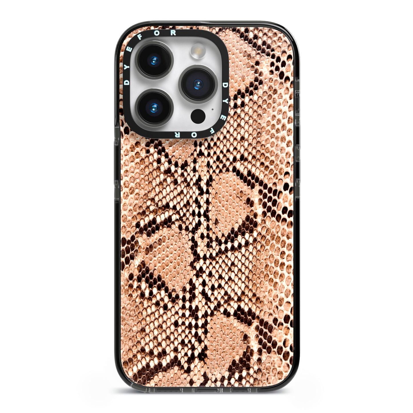 Snakeskin iPhone 14 Pro Black Impact Case on Silver phone