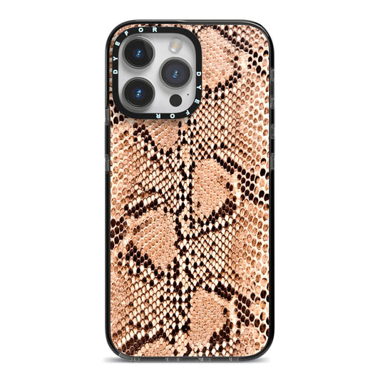 Snakeskin iPhone 14 Pro Max Black Impact Case on Silver phone