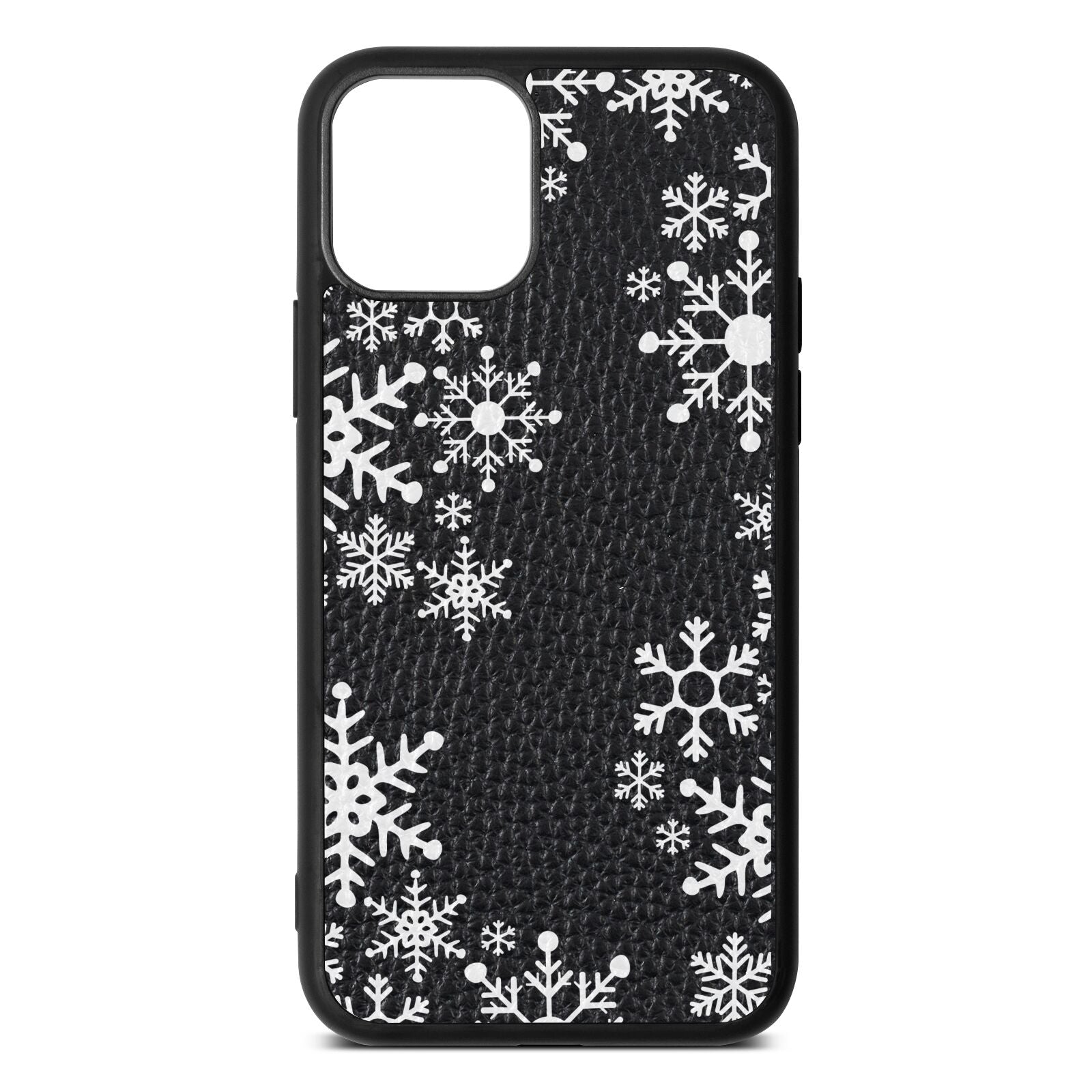 Snowflake Black Pebble Leather iPhone 11 Case