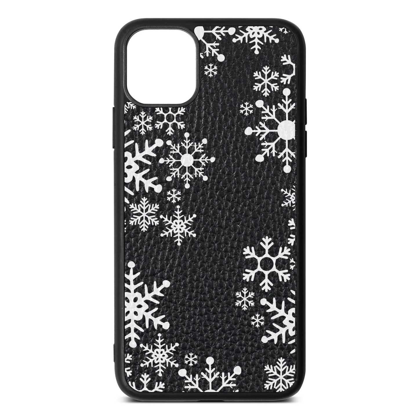 Snowflake Black Pebble Leather iPhone 11 Pro Max Case