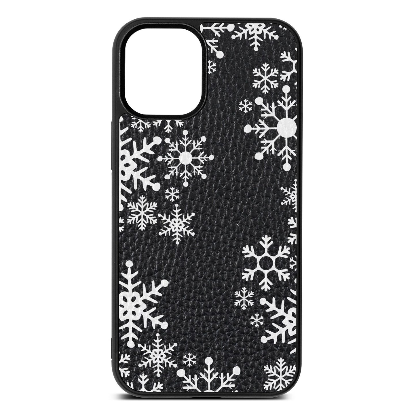 Snowflake Black Pebble Leather iPhone 12 Mini Case