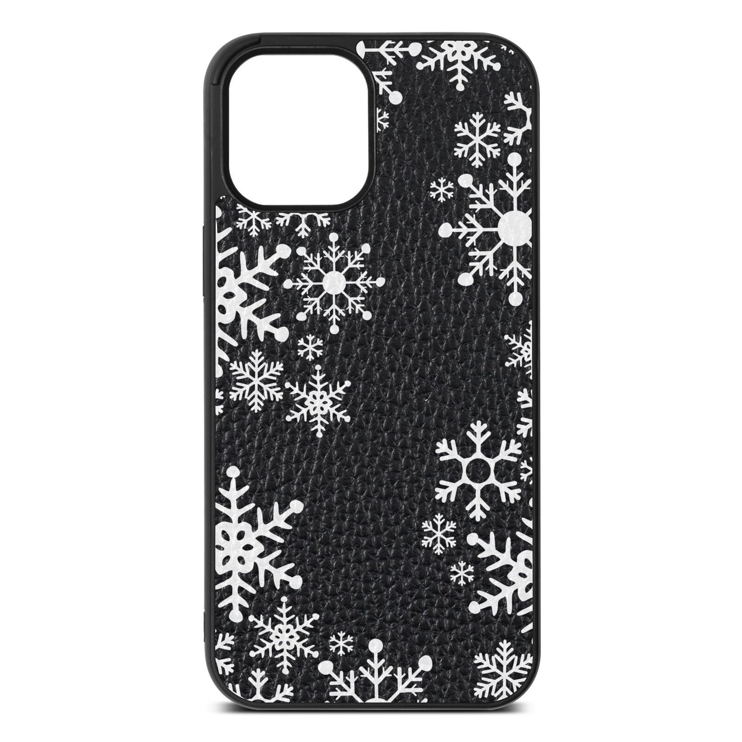 Snowflake Black Pebble Leather iPhone 12 Pro Max Case