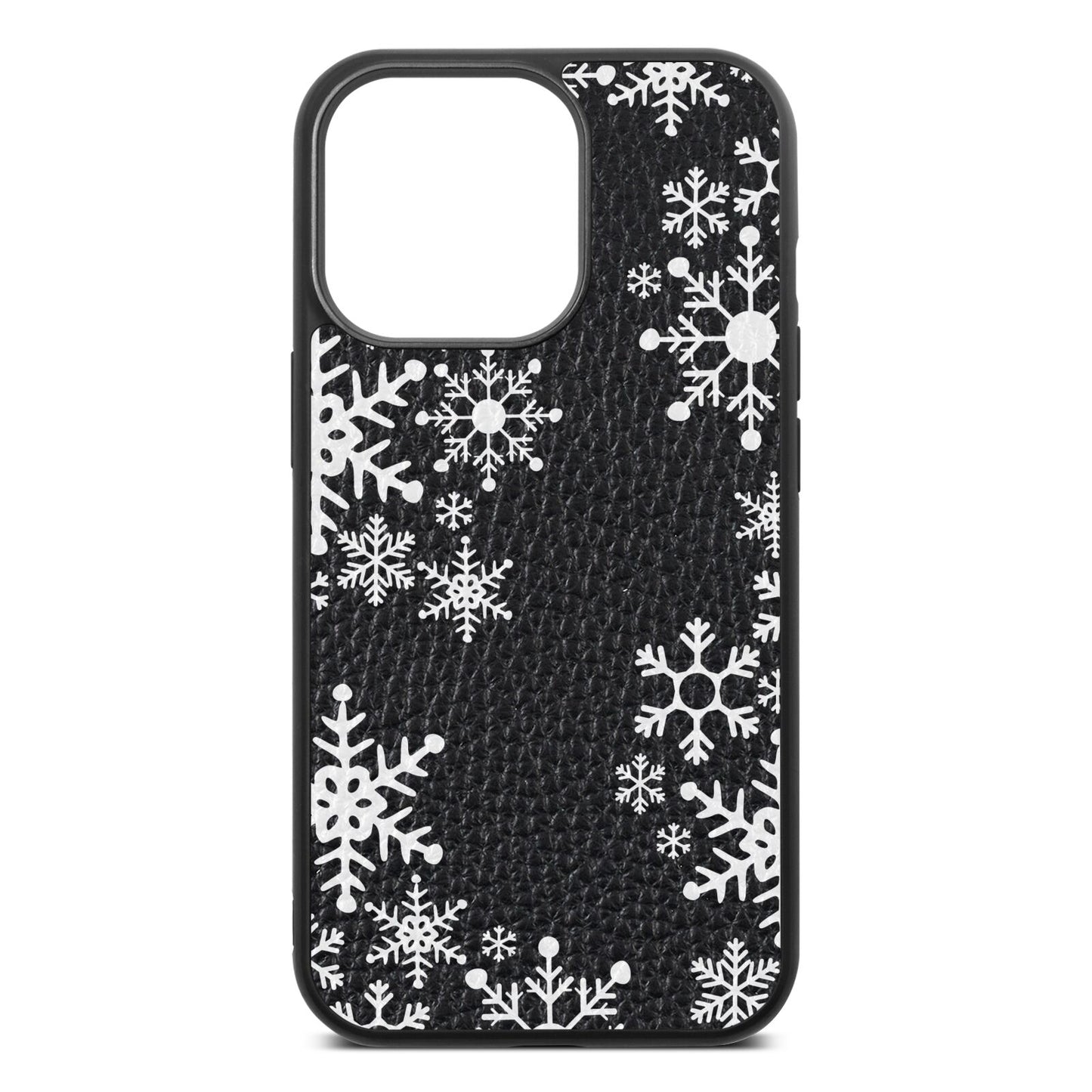 Snowflake Black Pebble Leather iPhone 13 Pro Case