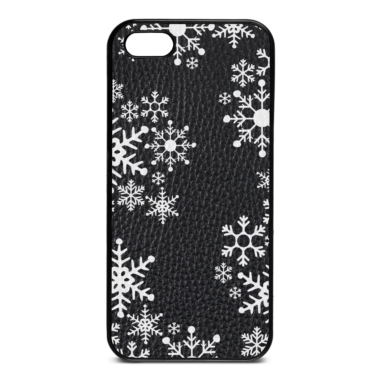 Snowflake Black Pebble Leather iPhone 5 Case