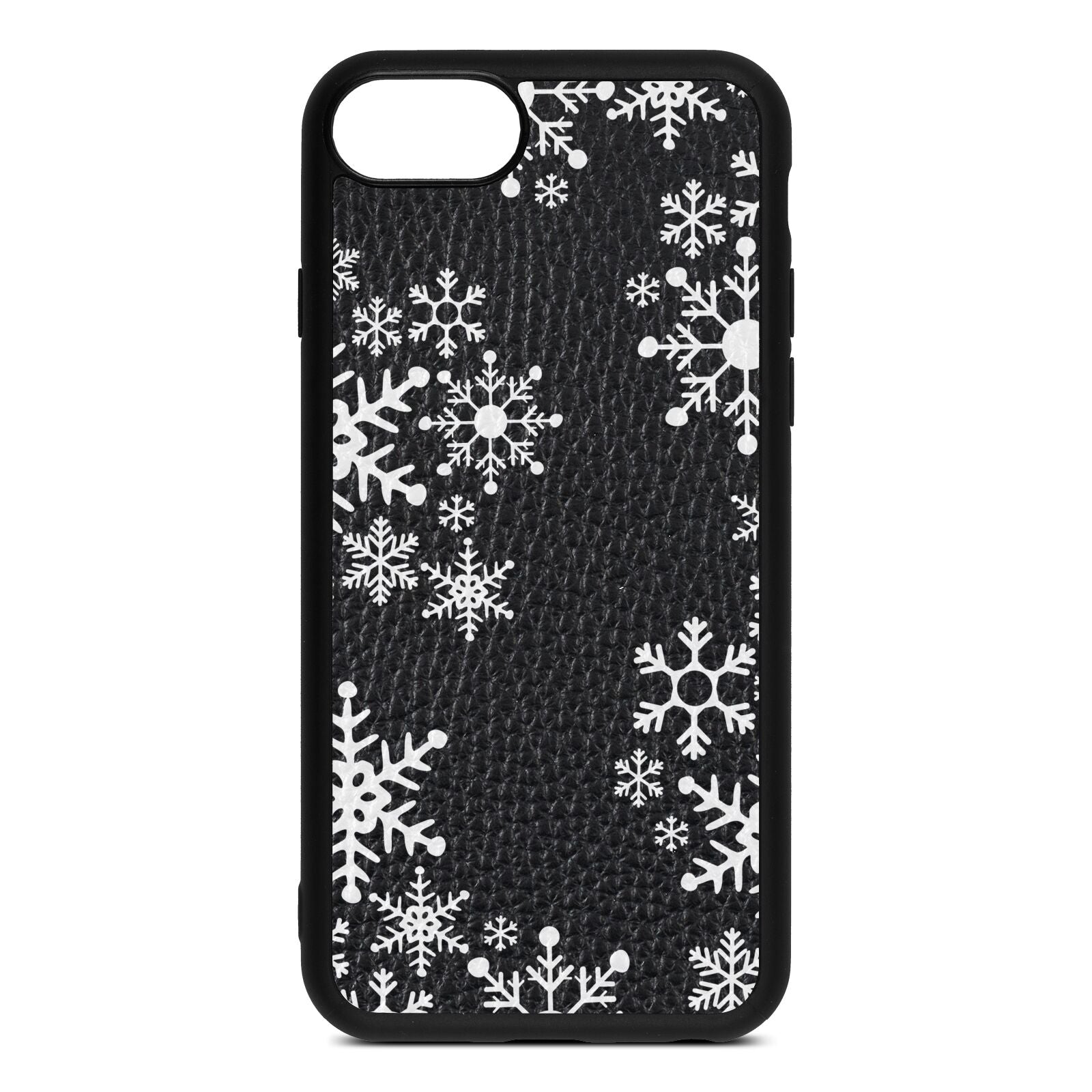 Snowflake Black Pebble Leather iPhone 8 Case