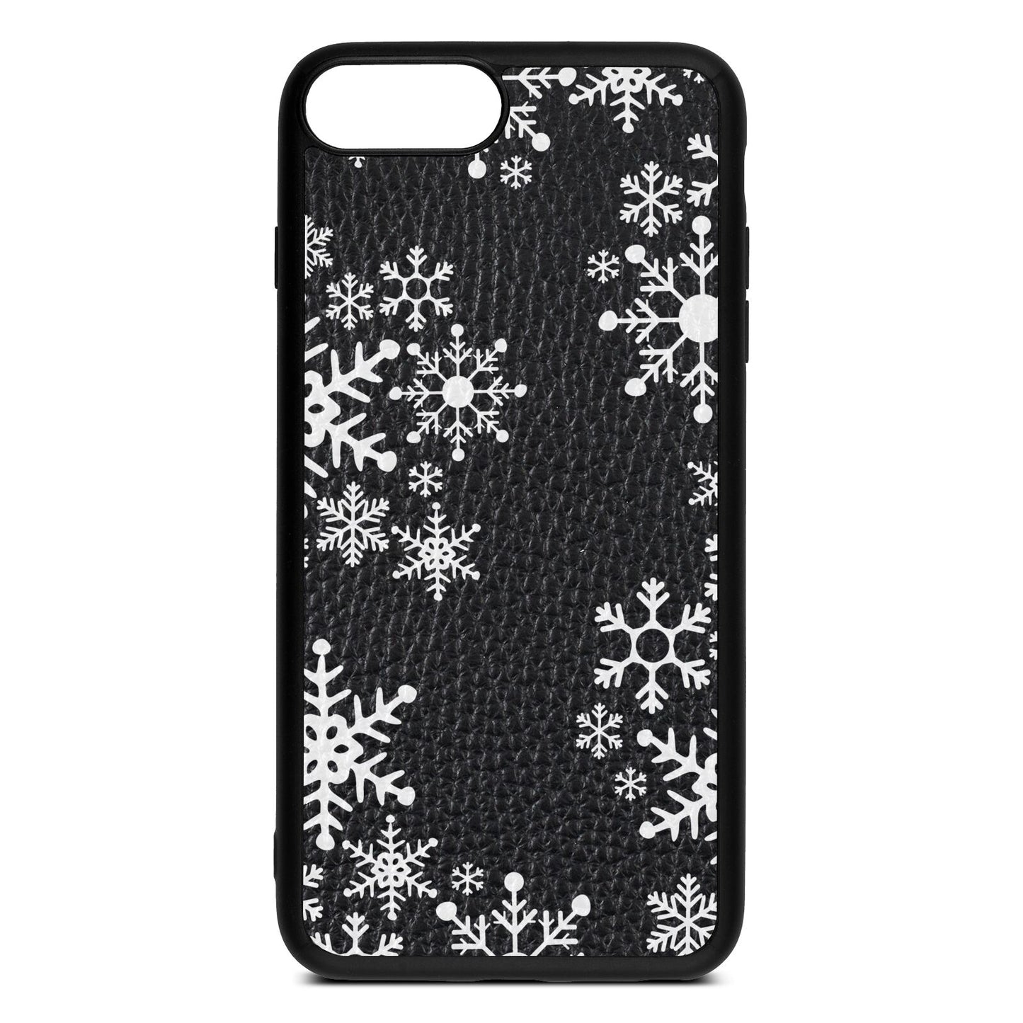 Snowflake Black Pebble Leather iPhone 8 Plus Case