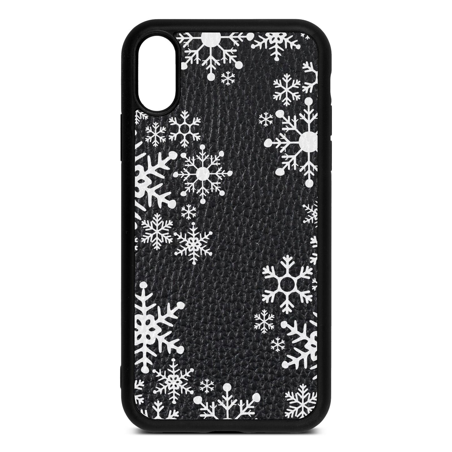 Snowflake Black Pebble Leather iPhone Xr Case