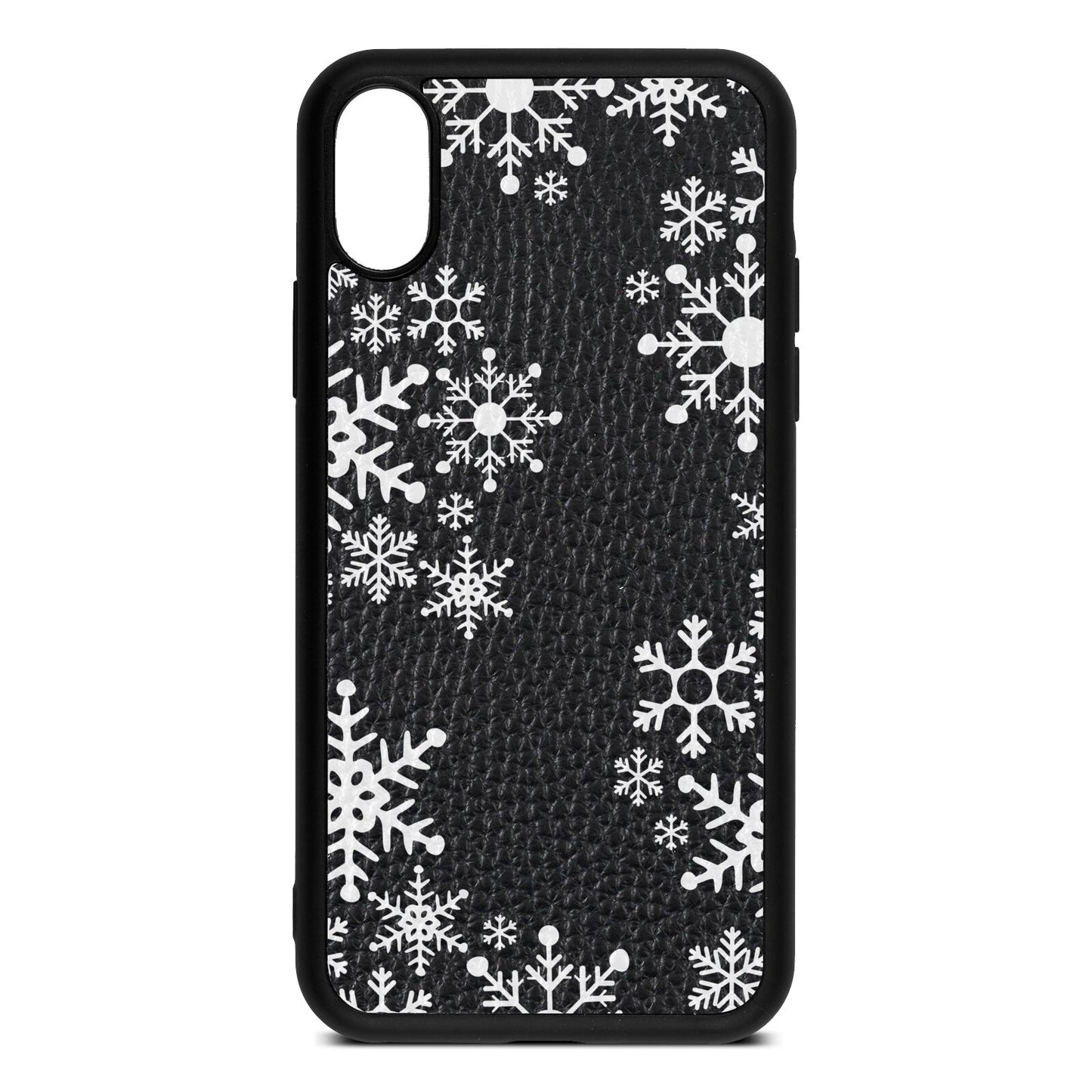 Snowflake Black Pebble Leather iPhone Xs Case