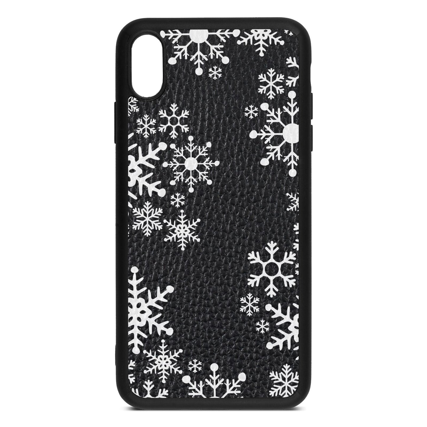 Snowflake Black Pebble Leather iPhone Xs Max Case