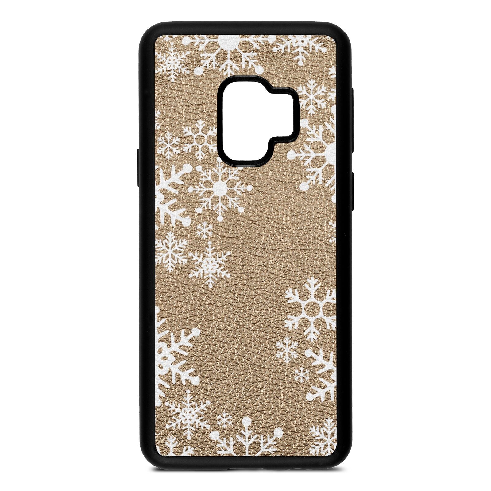 Snowflake Gold Pebble Leather Samsung S9 Case