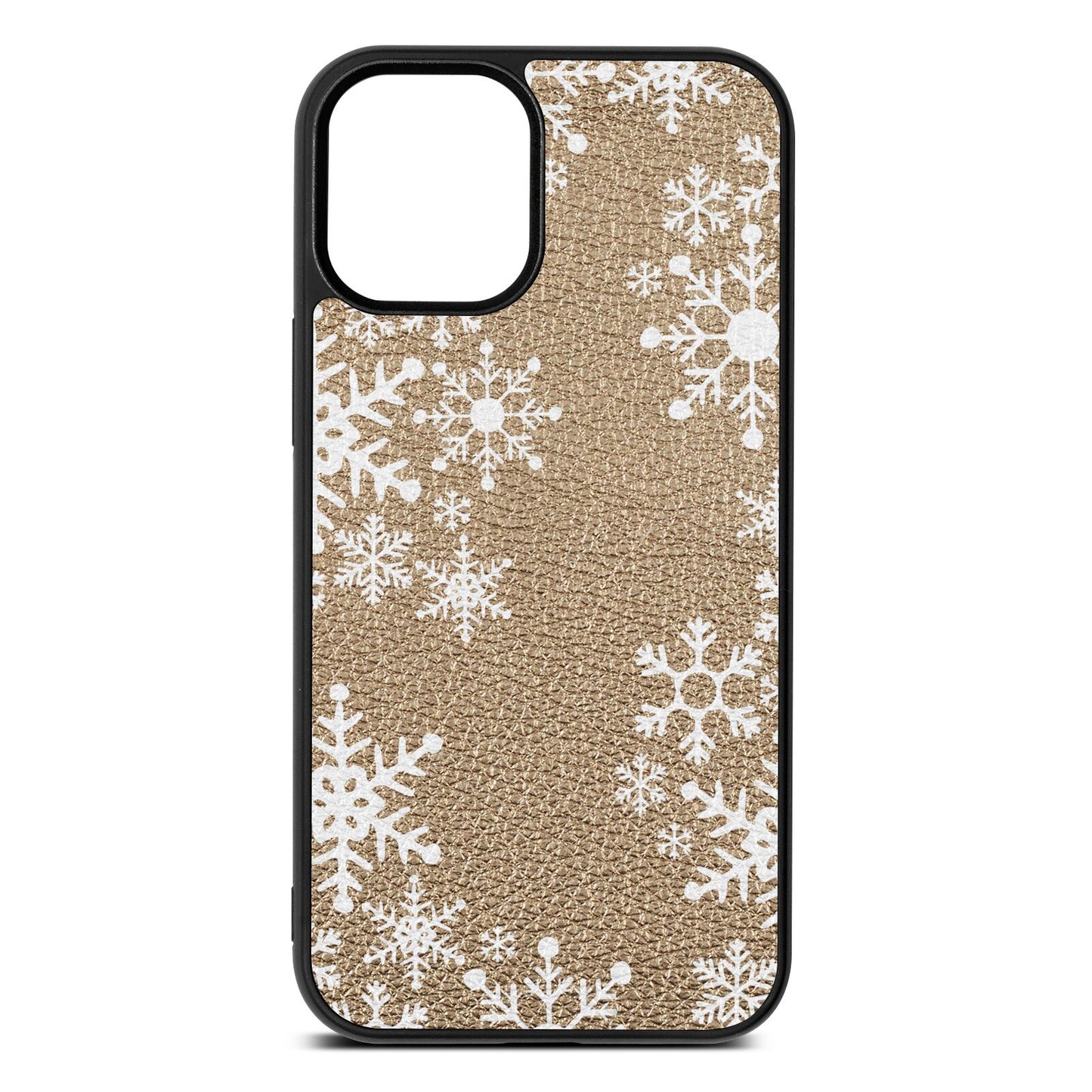 Snowflake Gold Pebble Leather iPhone 12 Mini Case