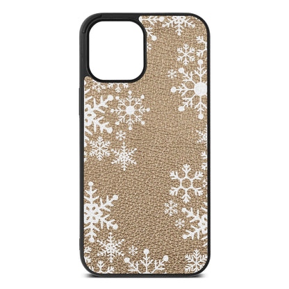 Snowflake Gold Pebble Leather iPhone 12 Pro Max Case