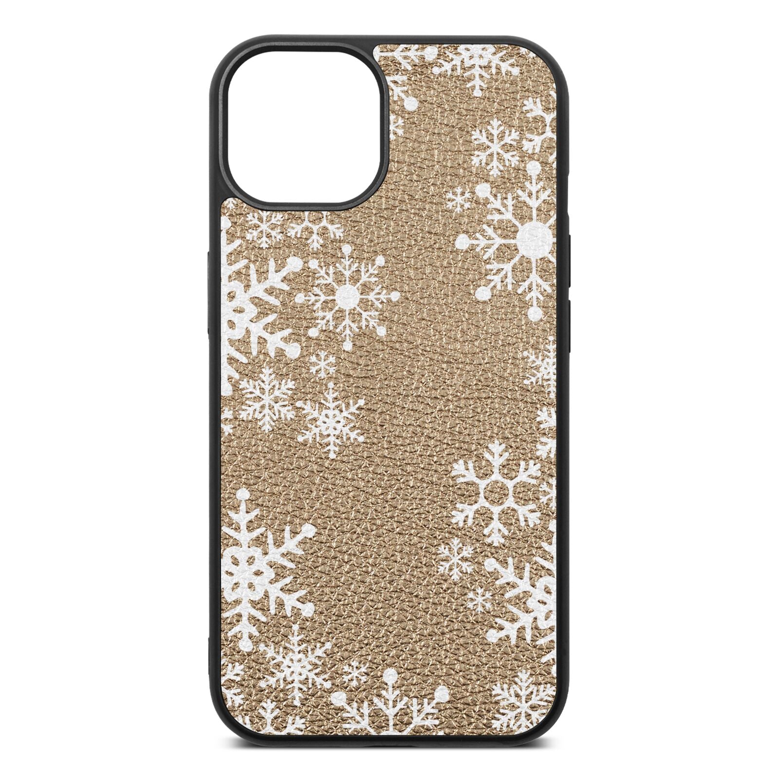 Snowflake Gold Pebble Leather iPhone 13 Case