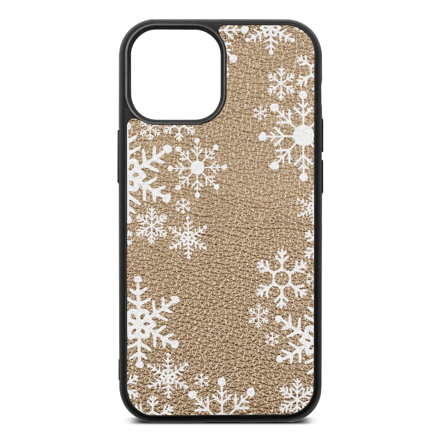 Snowflake Gold Pebble Leather iPhone 13 Mini Case